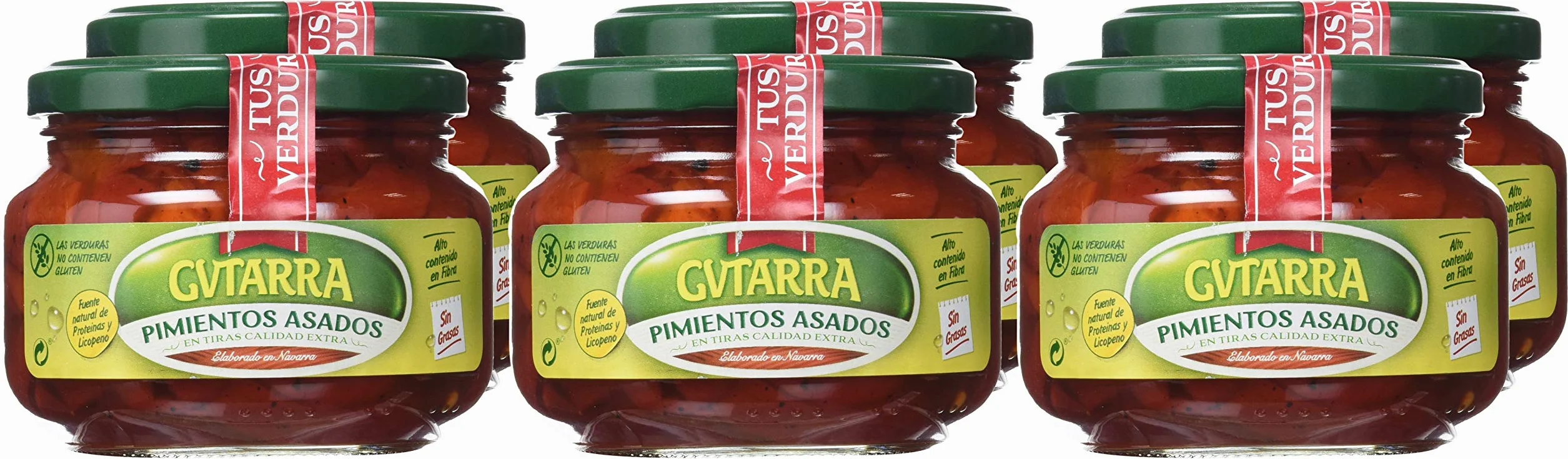 Gvtarra Pimiento Tiras Asado Verdura - Paquete de 6 x 260 gr - Total: 1560 gr