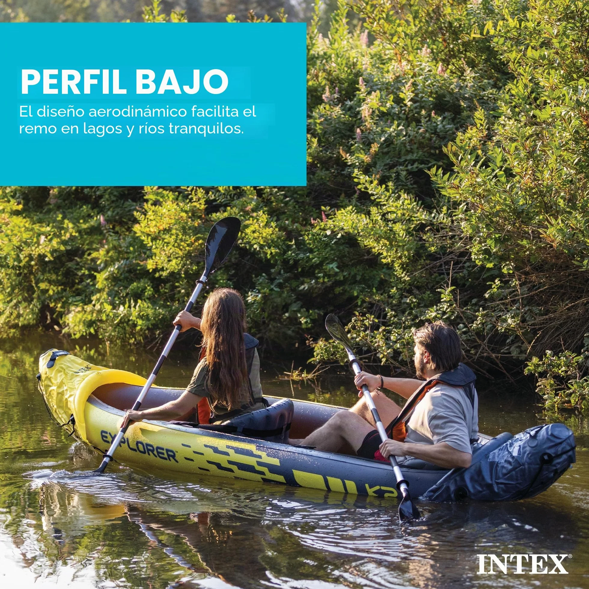 Intex Explorer K2 Kayak 2-Osobowy Nadmuchiwany Kajak z Aluminiowymi Wiosłami i Wysokowydajną Pompą