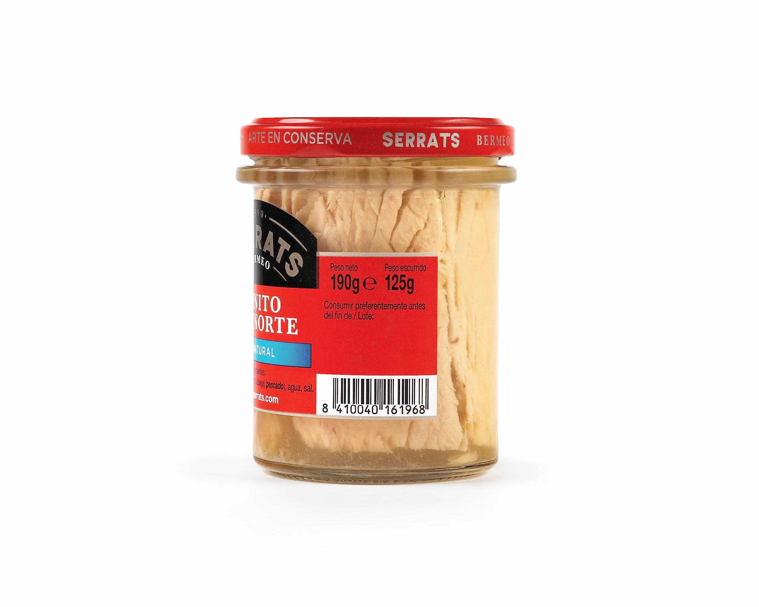 CONSERVAS SERRATS - Bonito del Norte del Cantábrico al Natural Sin Aceite - 6 Frascos x 190g (Total: 1140g) - Elaboración Artesanal desde 1890 - Sin Gluten - Rico en Omega 3