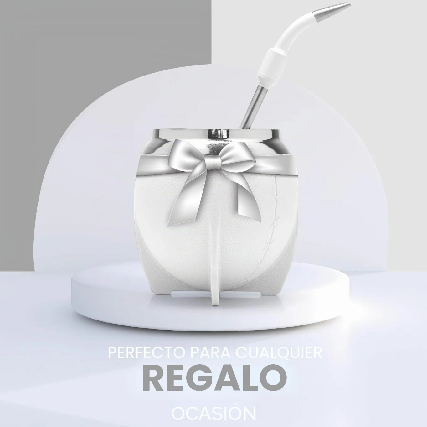 balibetov Mate Argentino - Set elegante y duradero con un Mate Torpedo de Acero Inoxidable, Bombilla y Cepillo de Limpieza (Blanco)