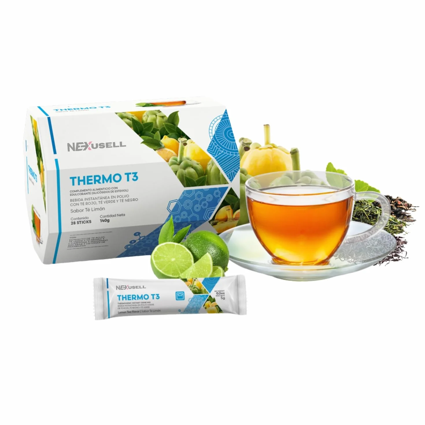 PACK Té Control de Peso 5 en 1 | 98 Sobres | Detox, Probióticos, Café Fit, Termogénico y Control de Carbohidratos | Prunex 1, Flora Liv, Thermo T3, Nocarb-T y Café Gourmet Instantáneo