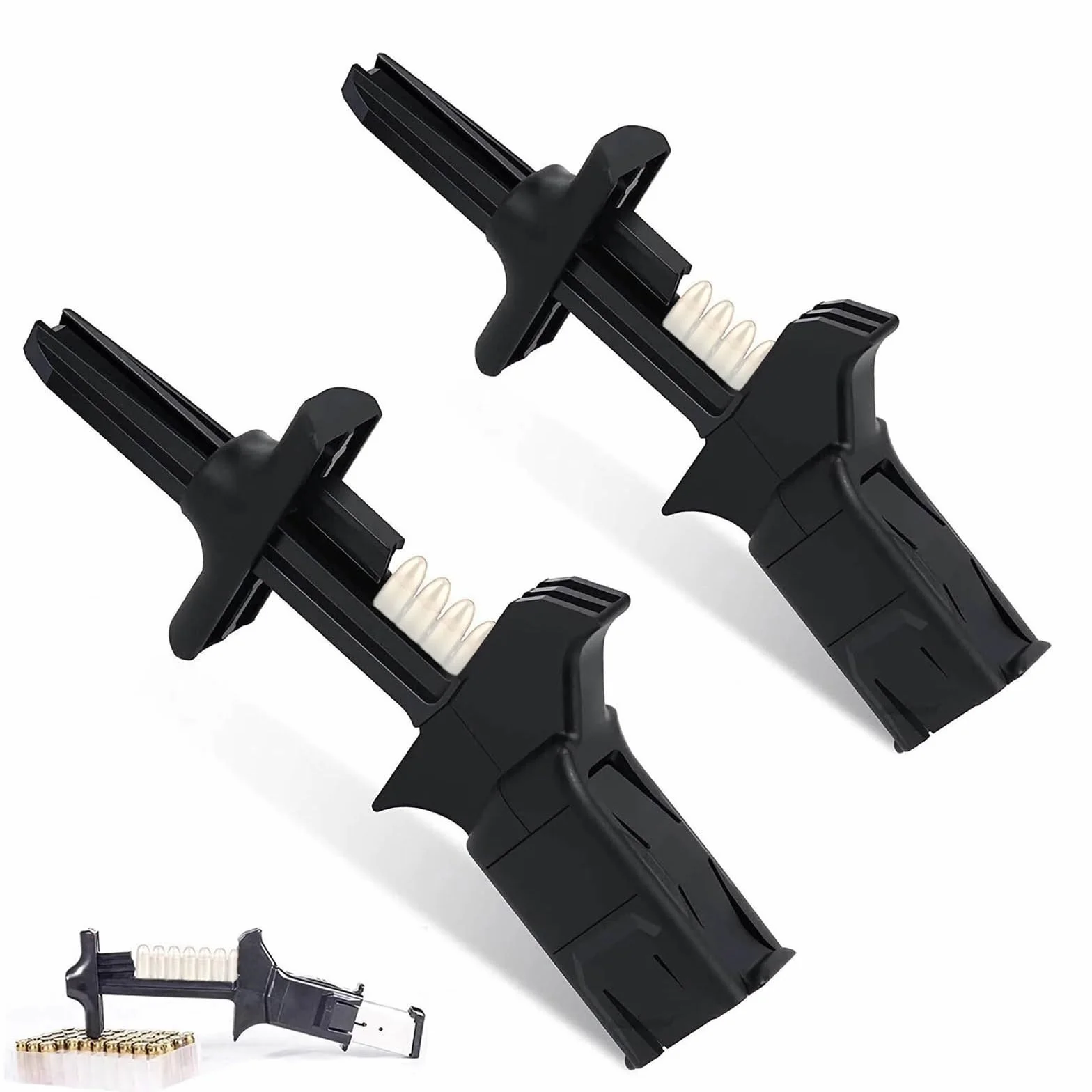 Cargador Rápido de 2 Pasos para 9 mm y .40 S&W, Herramienta de Carga Ergonómica y Portátil