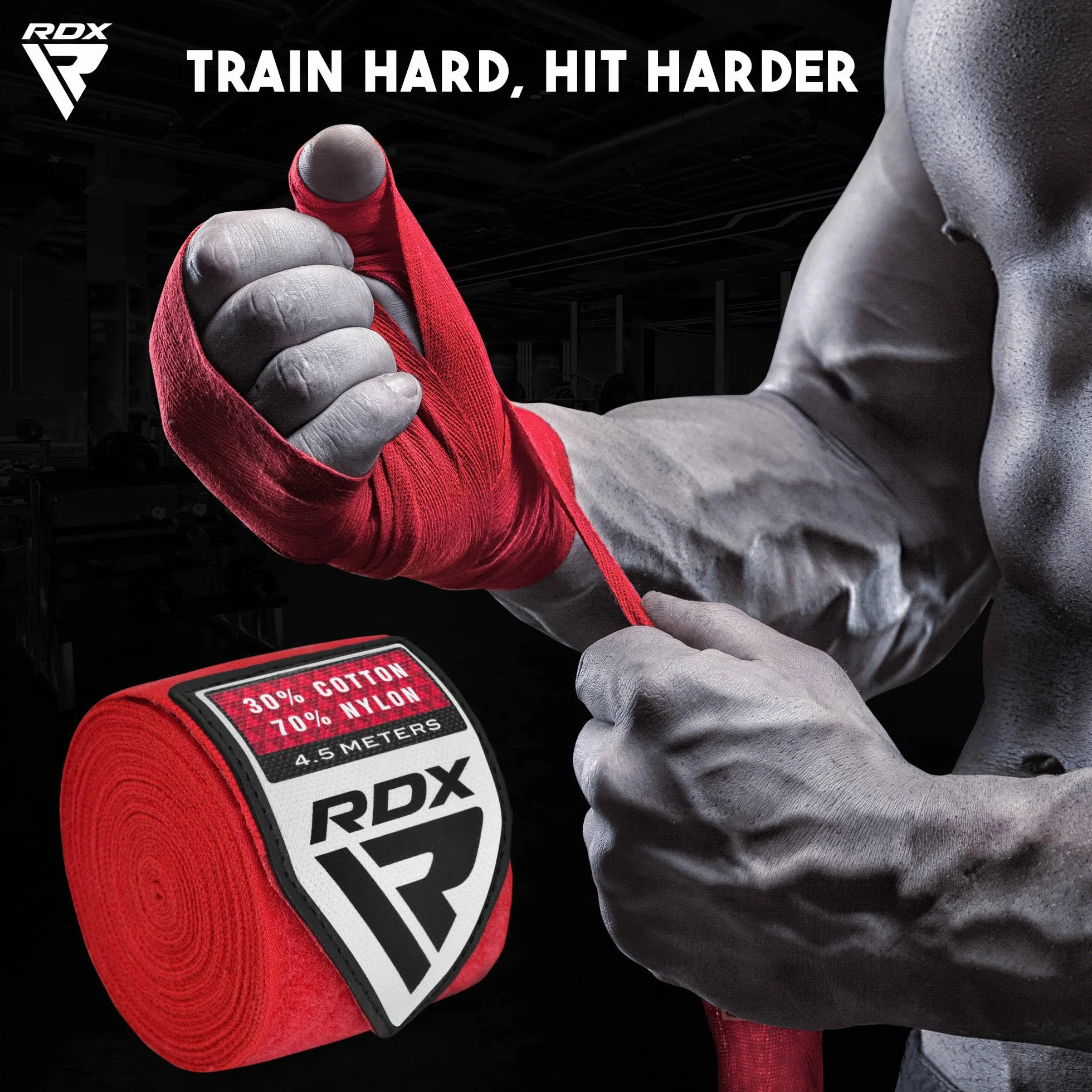 RDX Boxeo Guantes Interiores 4,5 Metros 180 Pulgadas Elástico Correa de Muñeca Vendaje Envolturas Entrenamiento Artes Marciales