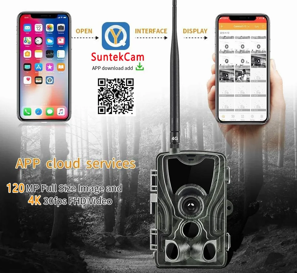 VanBang Cámara de Caza 4G 4K 120MP con SIM, Visión Nocturna Infrarroja 850nm, Impermeable
