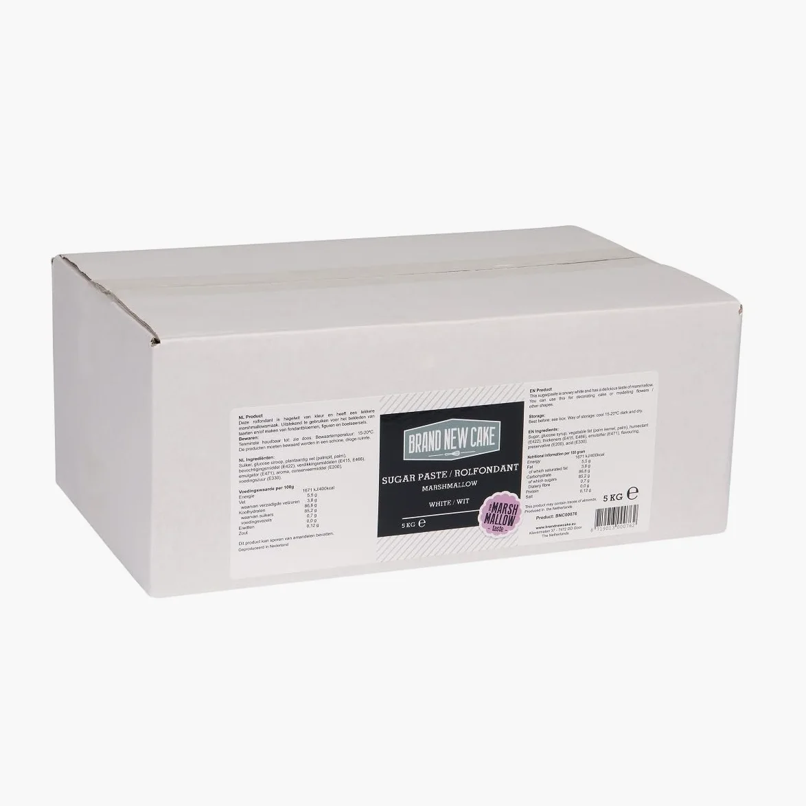 BrandNewCake® Fondant Blanco Sabor Malvavisco 5kg - Decoración de Tartas - Ideal para Repostería
