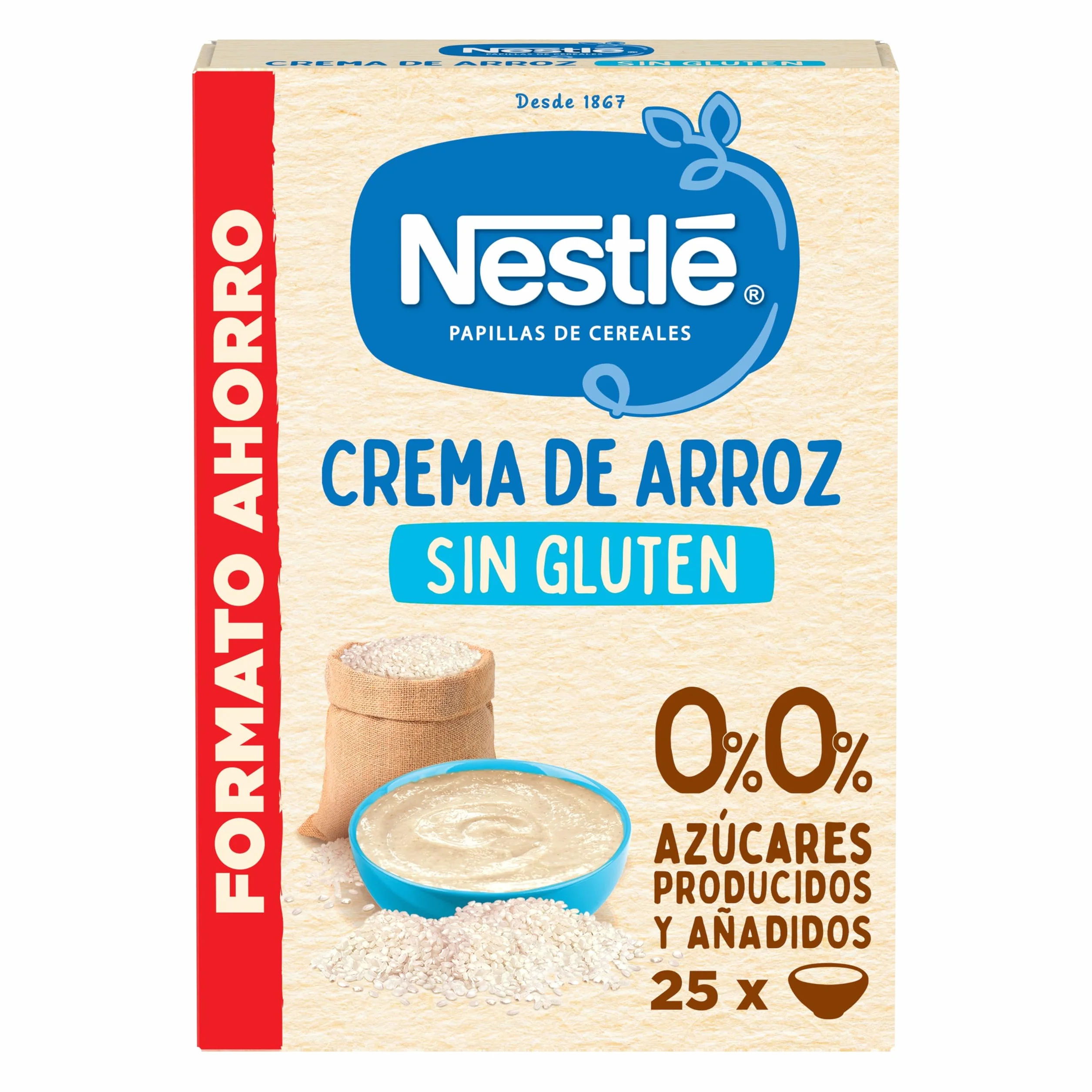 Nestlé 0% 0% Crema De Arroz Y Sin Gluten, A Partir De Los 6 Meses, 450 G