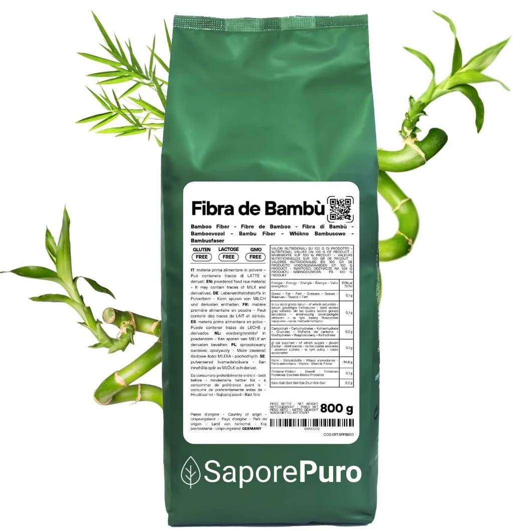 SaporePuro Fibra de Bambú de calidad alimentaria - 800 gr - harina baja en carbohidratos