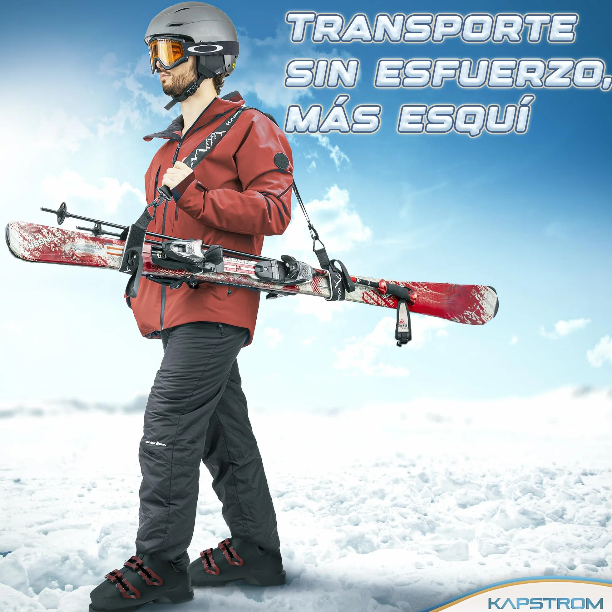 Correas para esquís y portabastones Negro Ajustable Correa de Hombro Acolchada