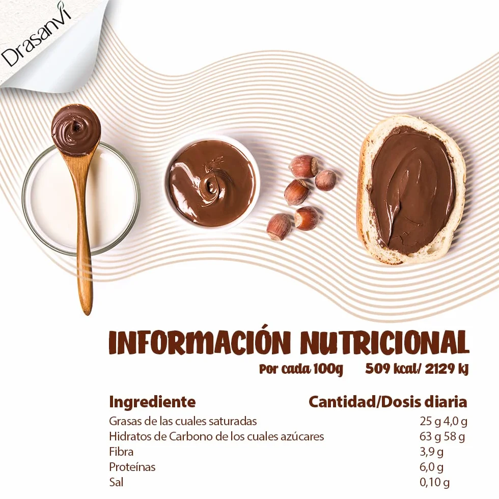 ECOSANA CREMA DE CACAO Y AVELLANAS CERTIFICADO BIO by DRASANVI - Ingredientes de procedencia ecológica - SIN aceite de palma - VEGANO - SIN GLUTEN - 200g