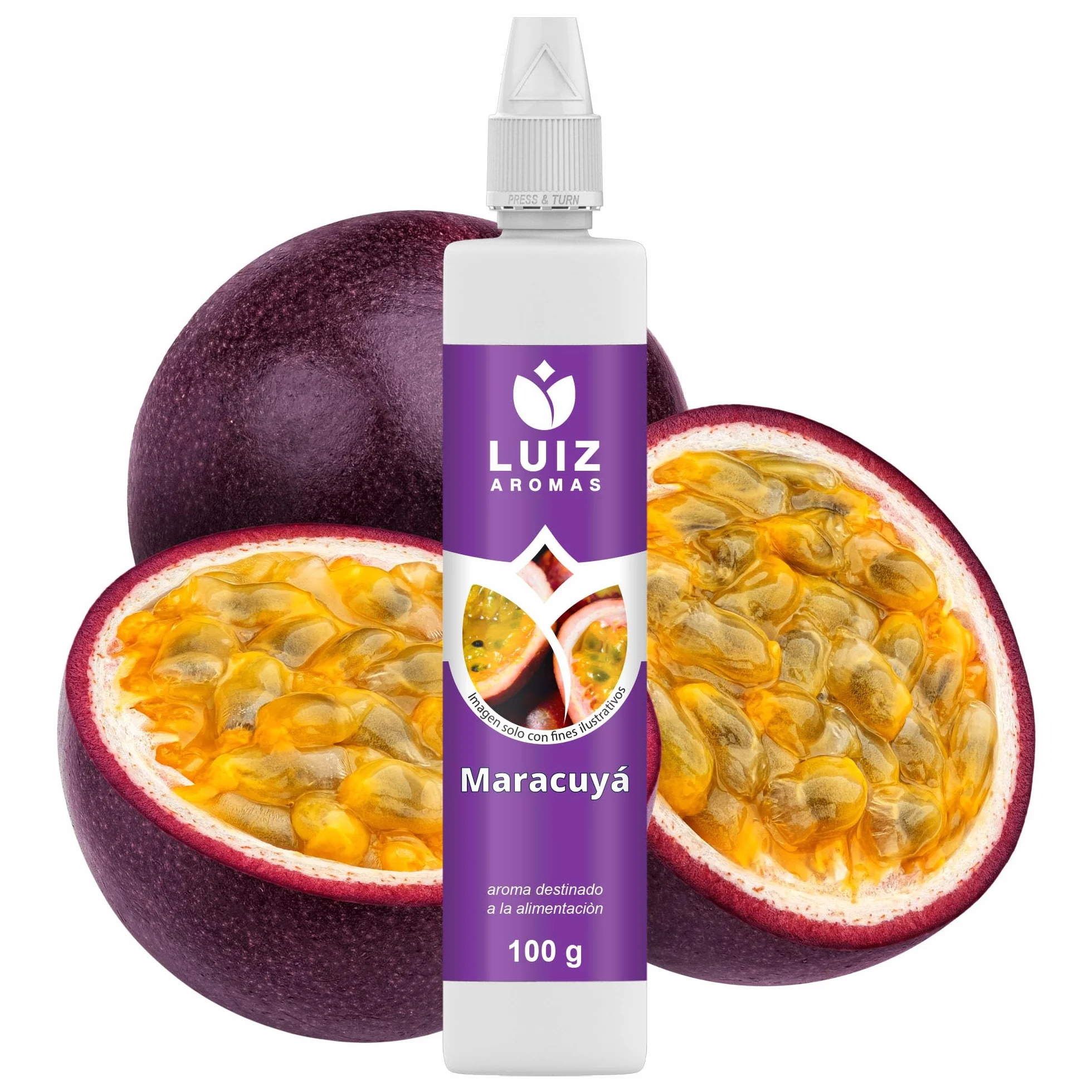 LUIZ AROMAS | Aroma Maracuyá - Aroma Alimentario en Gotas para dulces de Hornear, Pasteles, Bizcochos y Tartas | Producto Vegano sin Calorías y sin Azucar | Producto 100% Italiano (100g)
