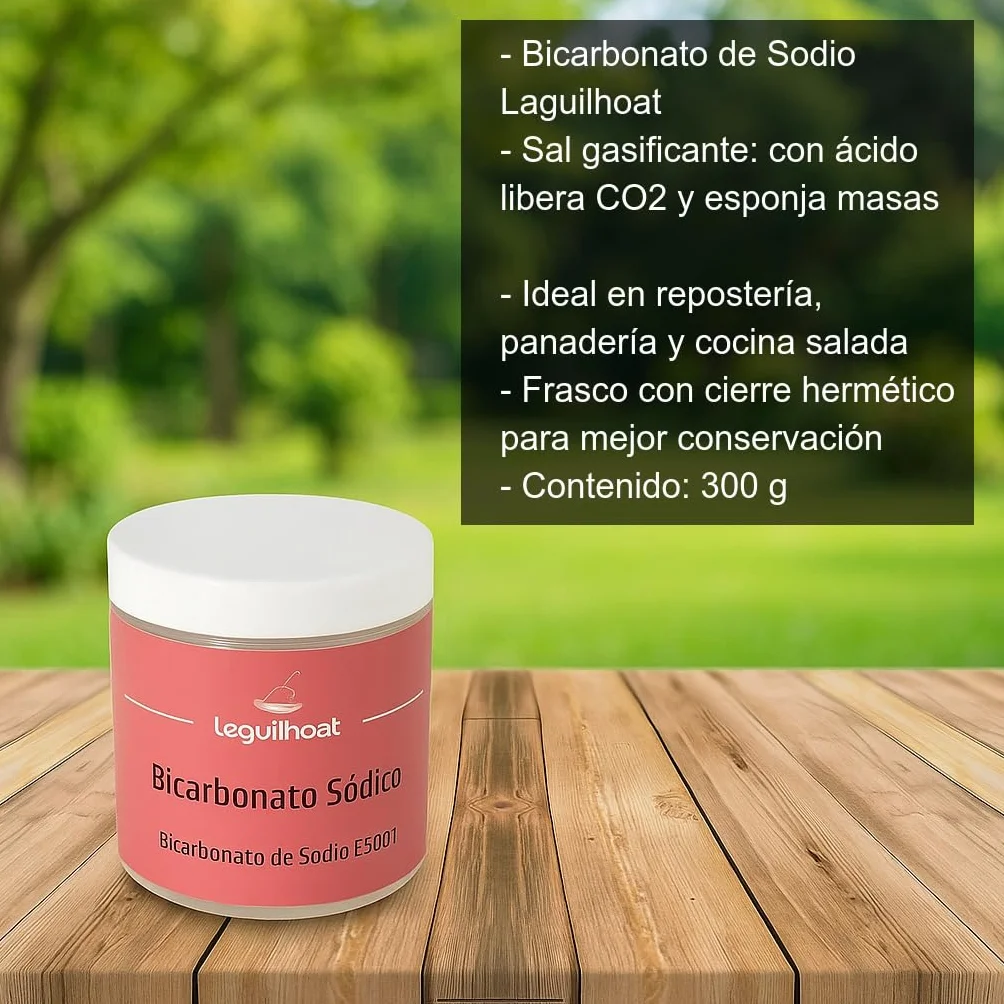 Bicarbonato de Sodio Alimentario 300 g en frasco hermético Impulsor para repostería panadería y cocina Rebozados crujientes limpieza del hogar