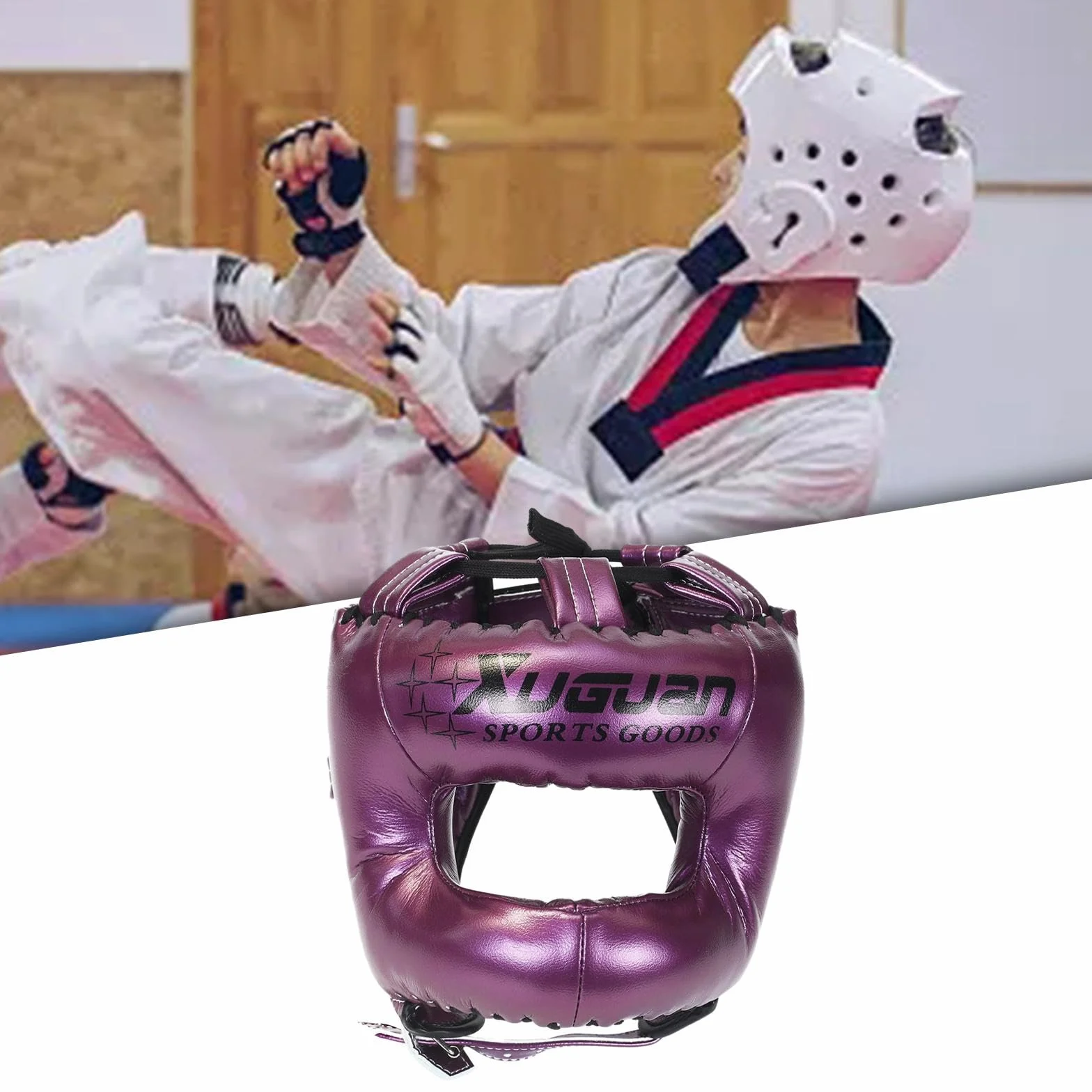 Casco de Boxeo Ajustable Acolchado Transpirable Protección para Karate Sparring