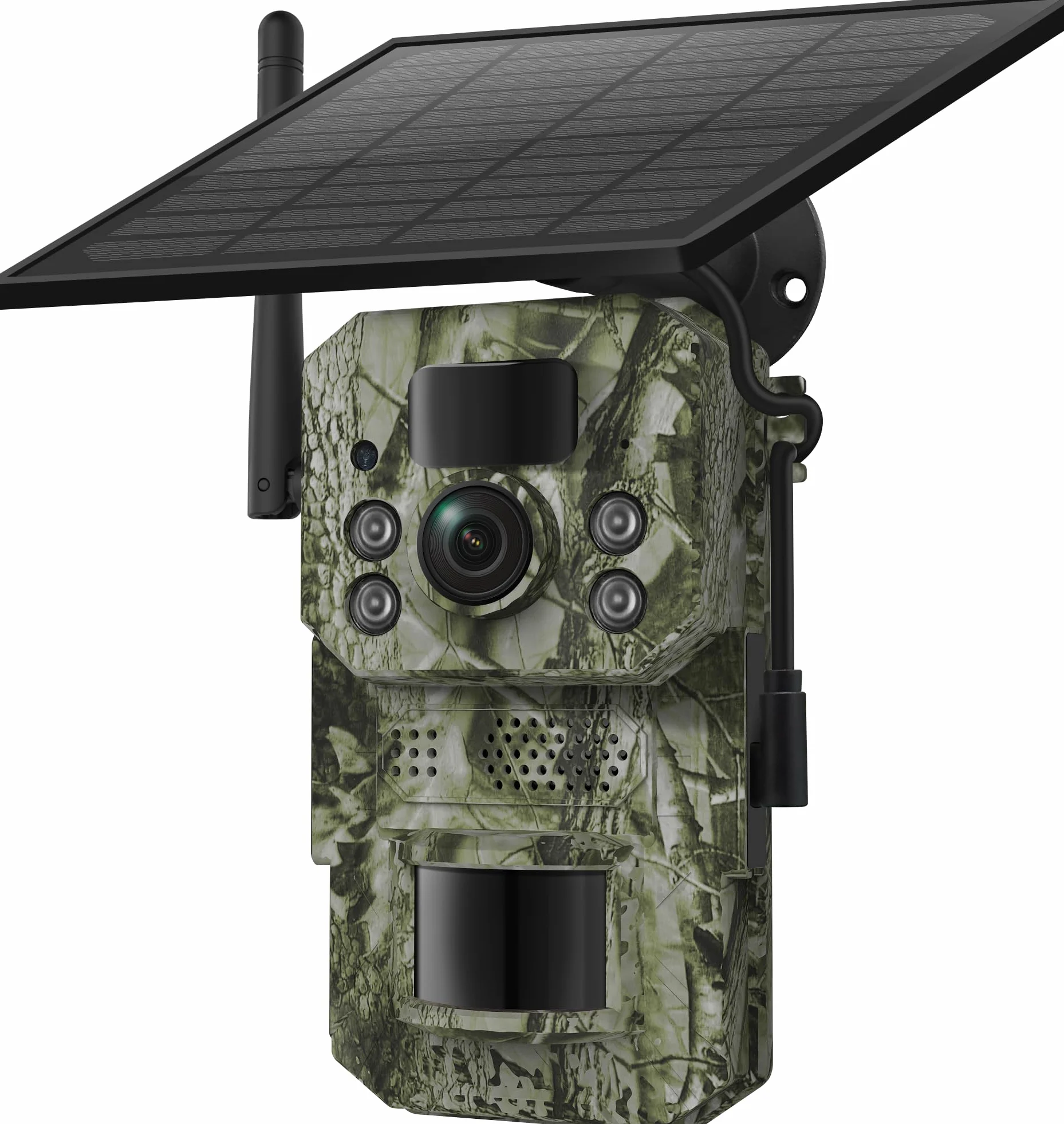 Cámara Fototrampeo 4G con GPS, Solar, Batería, SD 32GB, Visión Nocturna HD, IP66, Compatible con App UBox Pro y UCon (Verde)