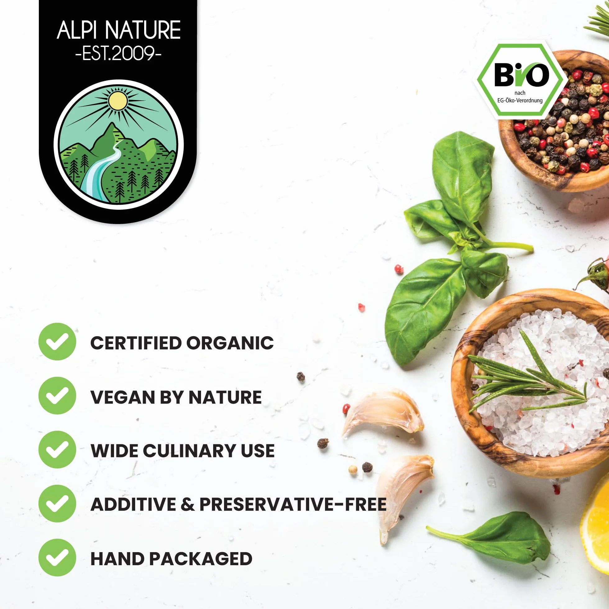 Alpi Nature Ajo Silvestre Orgánico 125g, Hojas de Ajo Silvestre Secas y Picadas para Cocinar