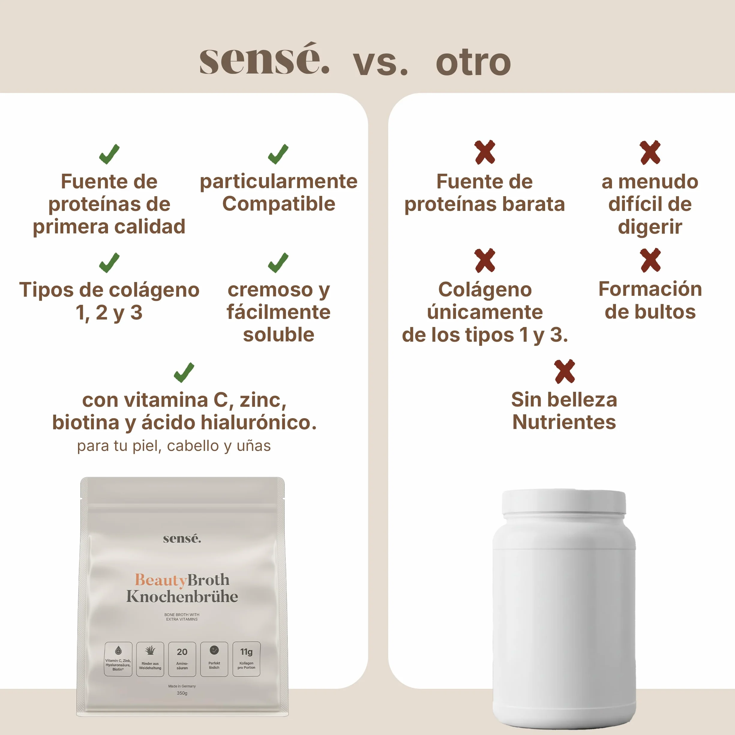 Polvo de caldo de huesos Weiderind bioactivo 350 g colágeno tipos 1,2,3 vitamina C zinc biotina ácido hialurónico