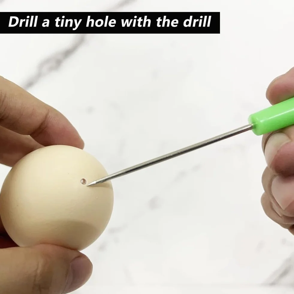 Soplador de huevos simple, herramientas para vaciar huevos, bomba de huevos y taladro con un agujero, accesorios para hacer huevos de Pascua, juego de decoración de huevos ucraniano, azul