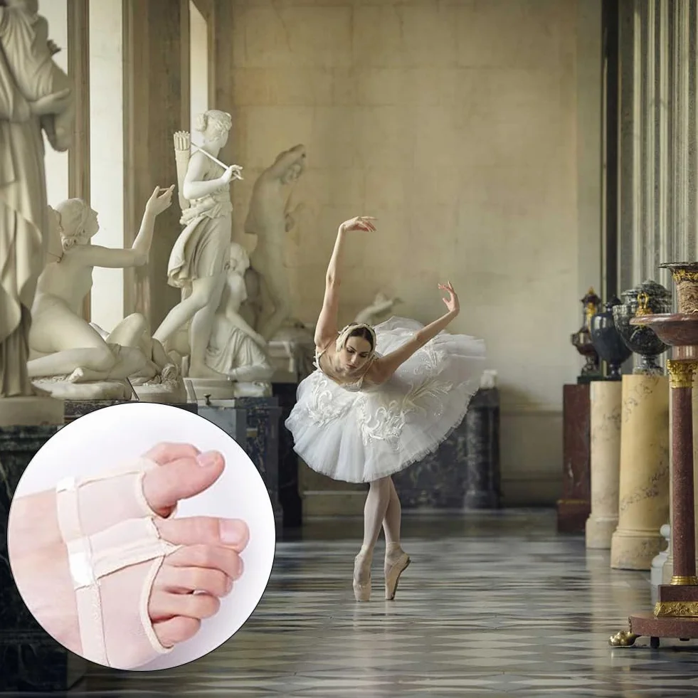 Almohadillas para Danza Transpirables Antideslizantes 2 Pares Tangas de Pie Ballet Calcetines Apoyo Dedo