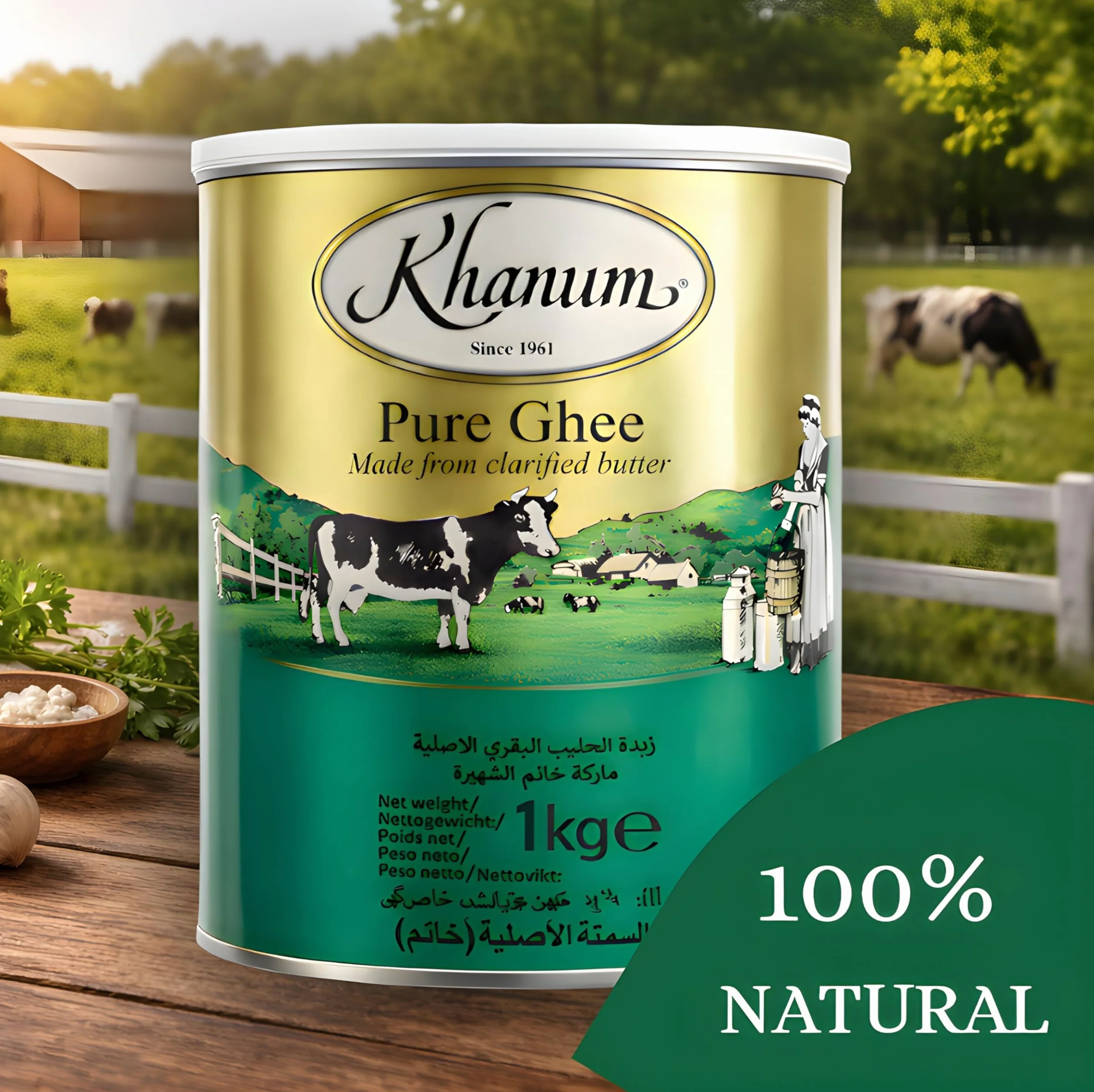 Mantequilla Clarificada Premium 100% Natural - Pure Ghee - Keto Friendly, Alto Punto de Humo, Sin Gluten - Ideal para Cocina Saludable - Laborawi (1 Kg)