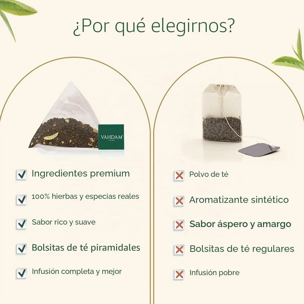 VAHDAM, Original Masala Chai Té (30 Piramidales Bolsitas De Té) Masala Chai | Bolsa De Con Especias Chai | 100% Pura Y Natural | Caliente, Frío O Como Kombucha