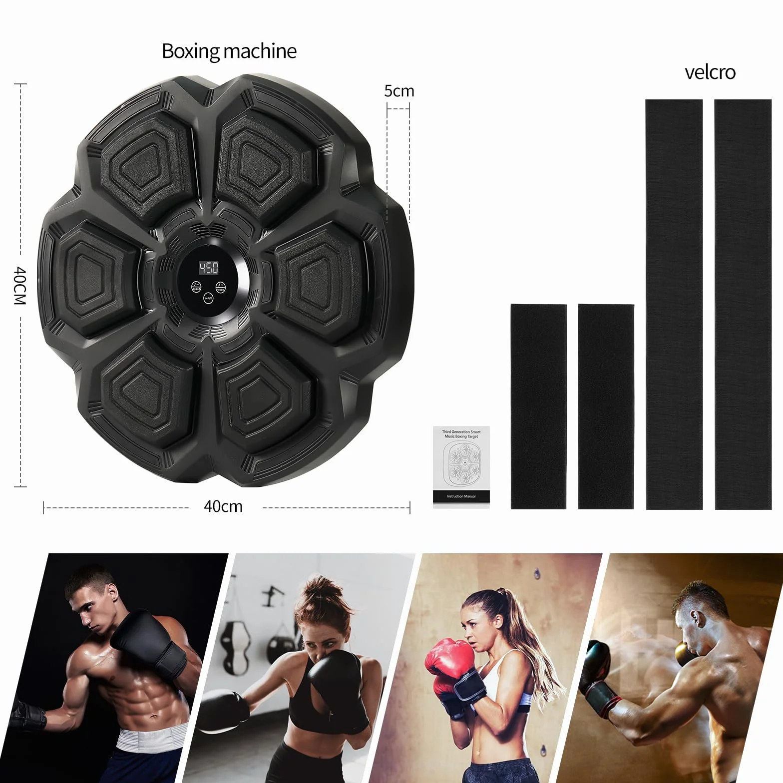 Máquina de Boxeo Musical de Pared con Guantes, 9 Modos de Velocidad, Modo de Conteo, Bluetooth para Entrenar y Liberar Estrés