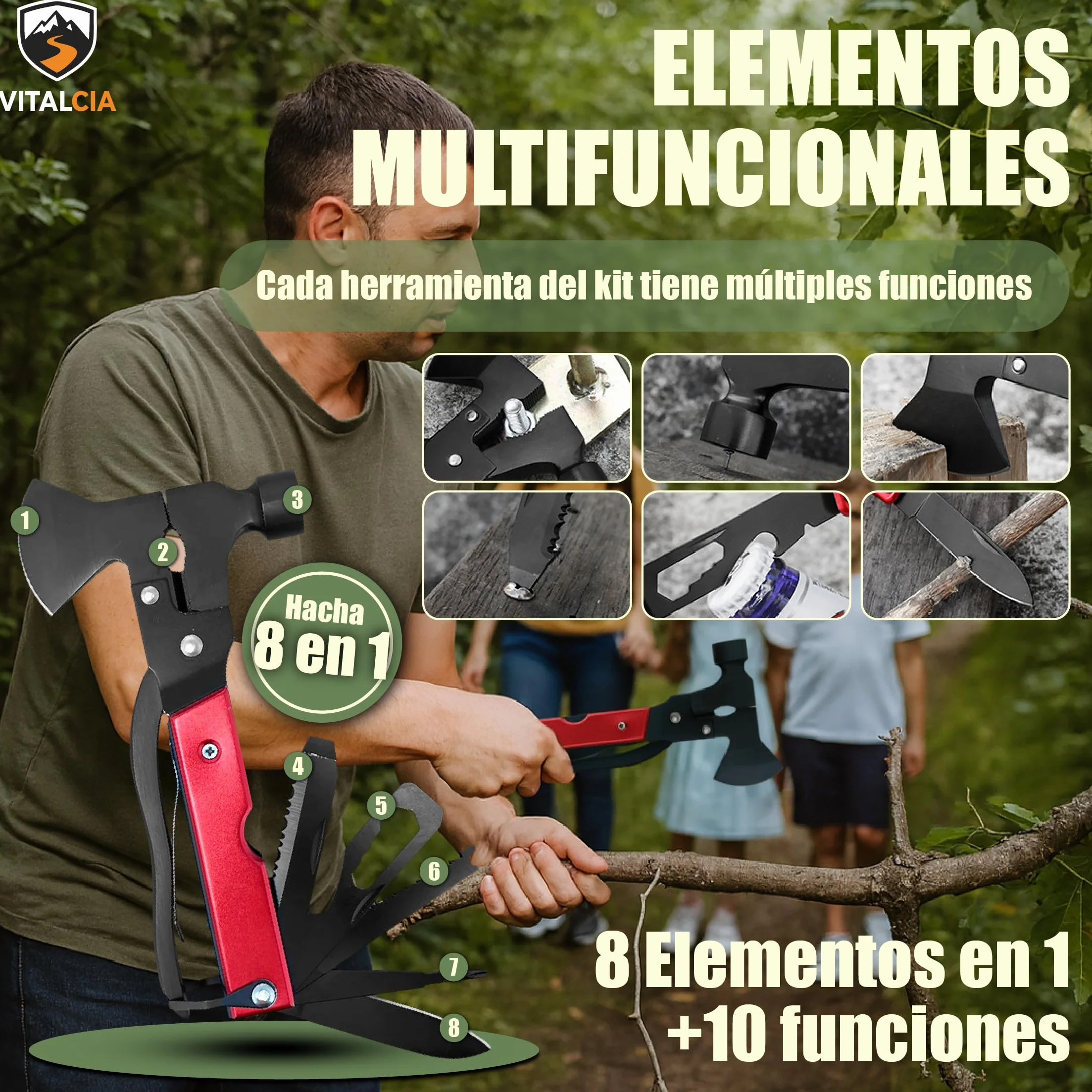 Kit Supervivencia 72 Horas Mochila con Hacha, Primeros Auxilios, Radio Solar Emergencia