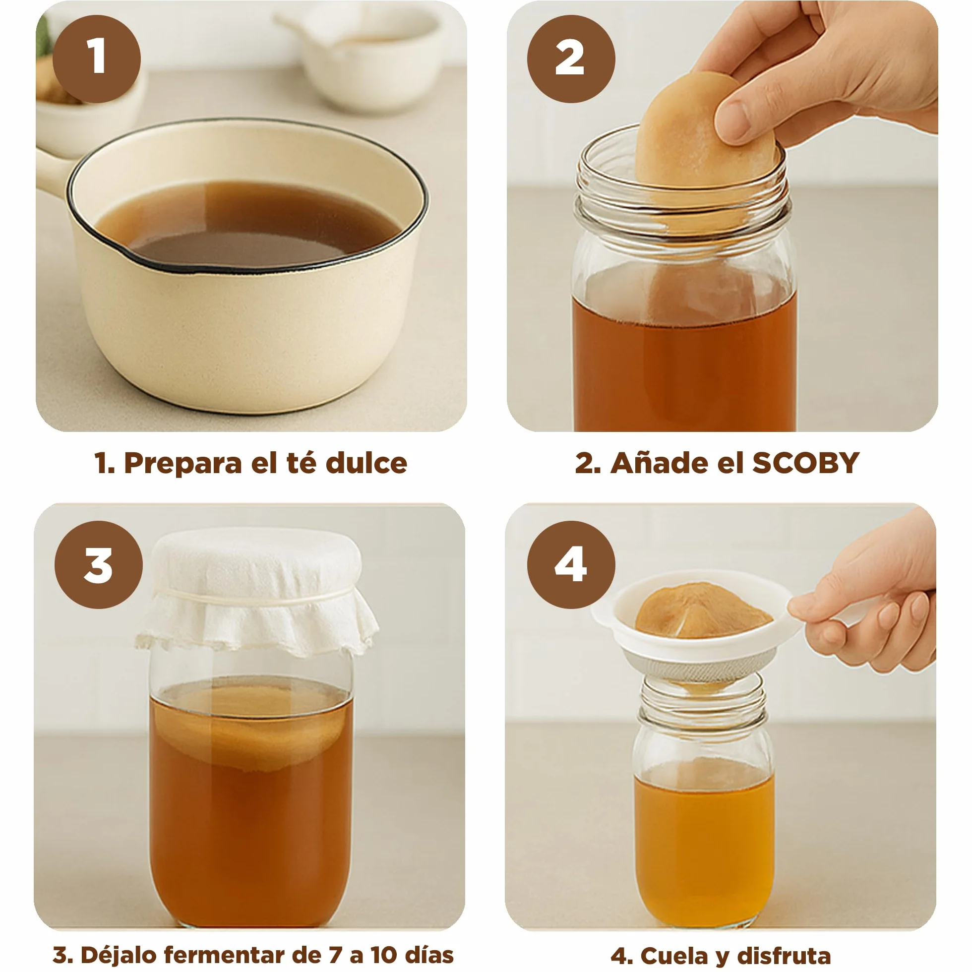 Pack 2X Disco SCOBY Kombucha Fresco + Instrucciones + Recetas + Ayuda y Asesoramiento en español - OH MY KÉFIR