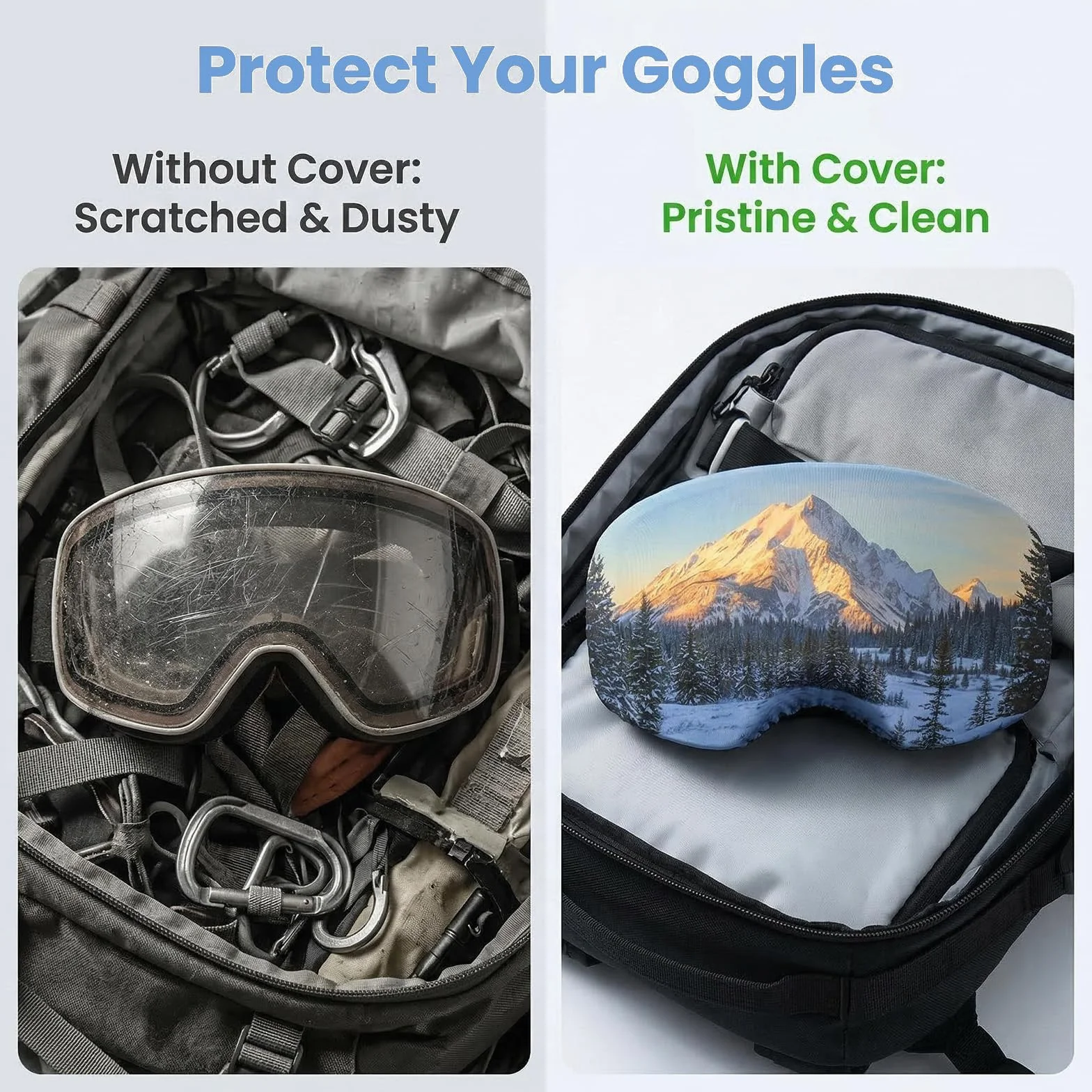 Fundas protectoras para gafas de esquí resistentes al impacto y agua, ligeras y compactas