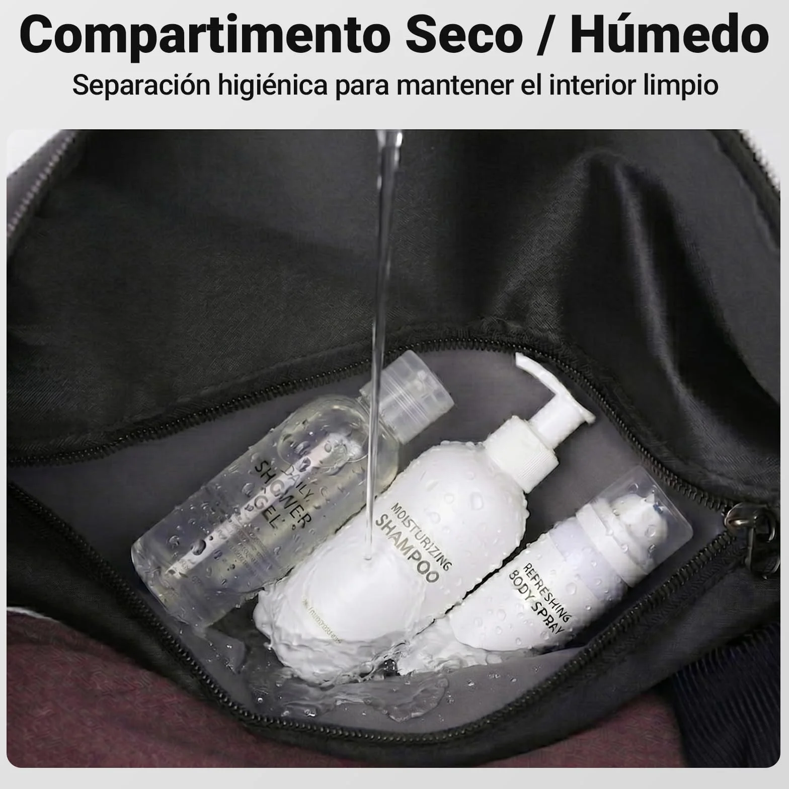 Bolsa Deporte Hombre 57L Gym Bag Compartimento Zapatos Separación Húmedo/Seco