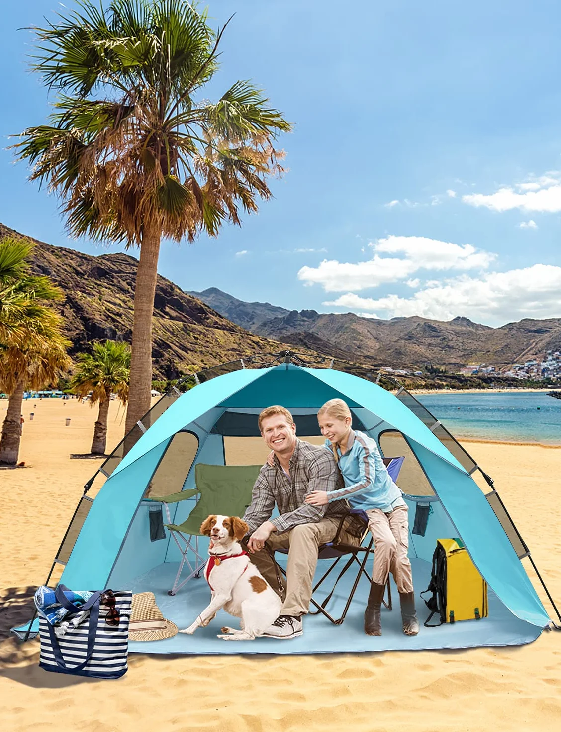 Glymnis Carpa Hidráulica Automática Playa 4-6 Personas Protección Solar UPF 50+