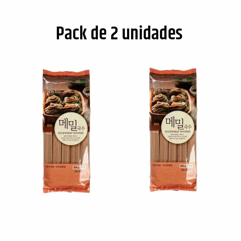 Fideos coreanos de alforfón (trigo sarraceno) 300 g Pack 2 unidades Noodles estilo naengmyeon para recetas frías o calientes