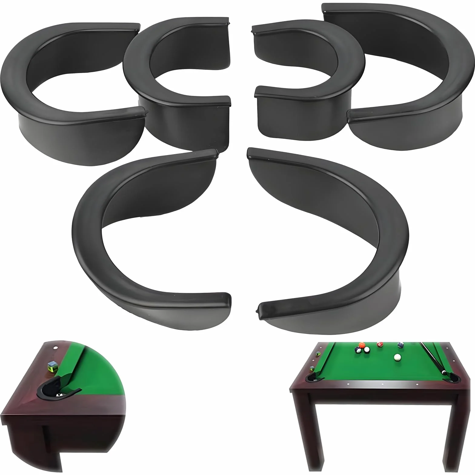 Forros para Agujeros de Billar, Liners de Bolsillo, Paquete de 6 Piezas, Negro