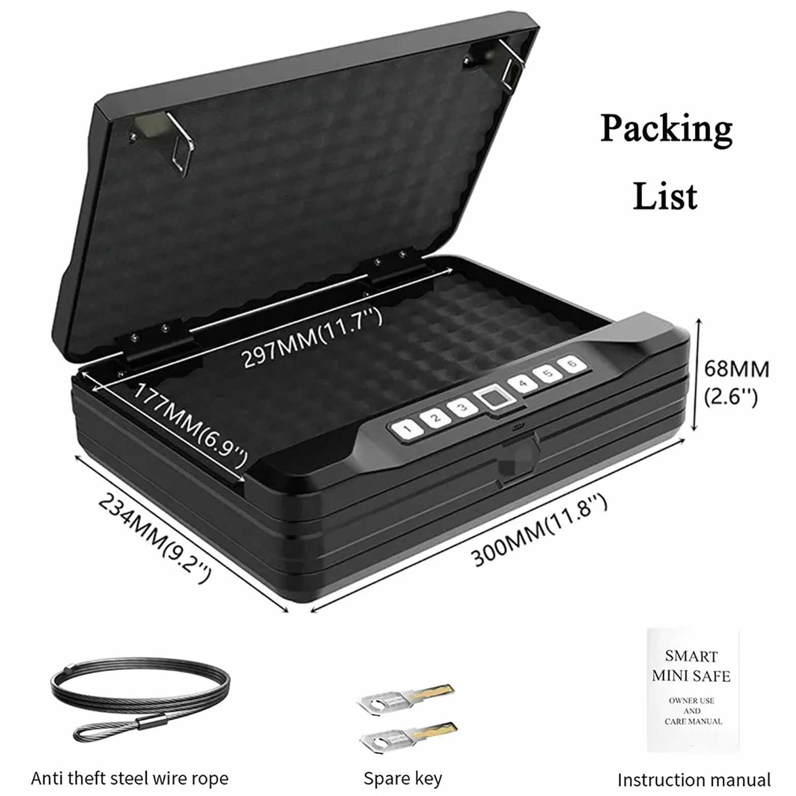 Caja Fuerte Biométrica para Armas y Dinero, Pequeña con Contraseña y Huellas Dactilares