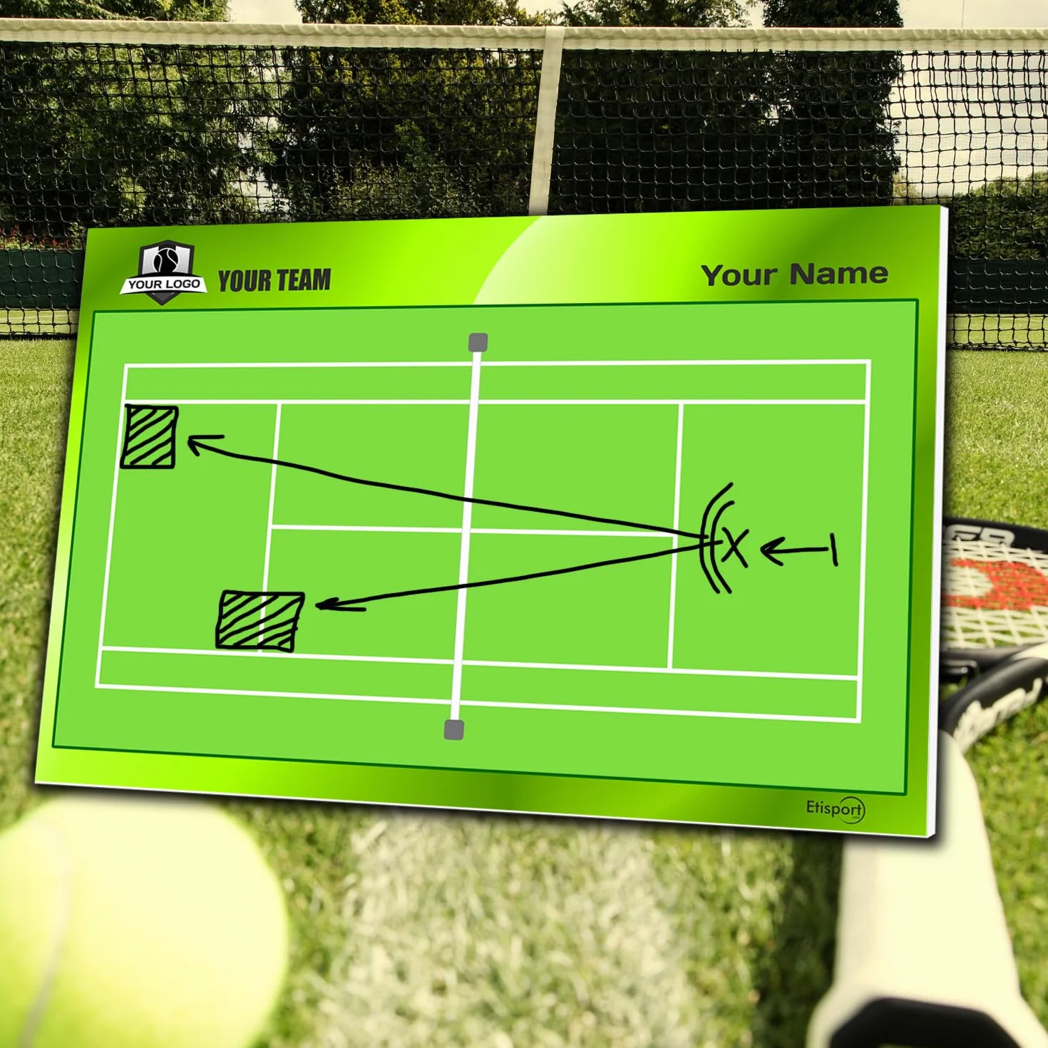 Personalizowana Tablica Taktyczna Tenis dla Trenera z Nazwą i Herbem Klubu
