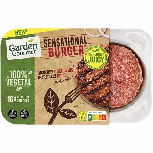 PACK 4 BANDEJAS SENSATIONAL BURGER Preparado vegetal tipo hamburguesa a base de proteínas de soja GARDEN GOURMET 113 g. (PRODUCTO REFRIGERADO)