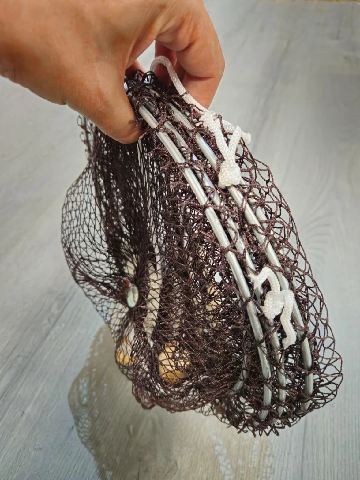 Evia Reteles Nylon Pesca Cangrejos 30 cm Diámetro Malla Rojiza 5 mm Acero