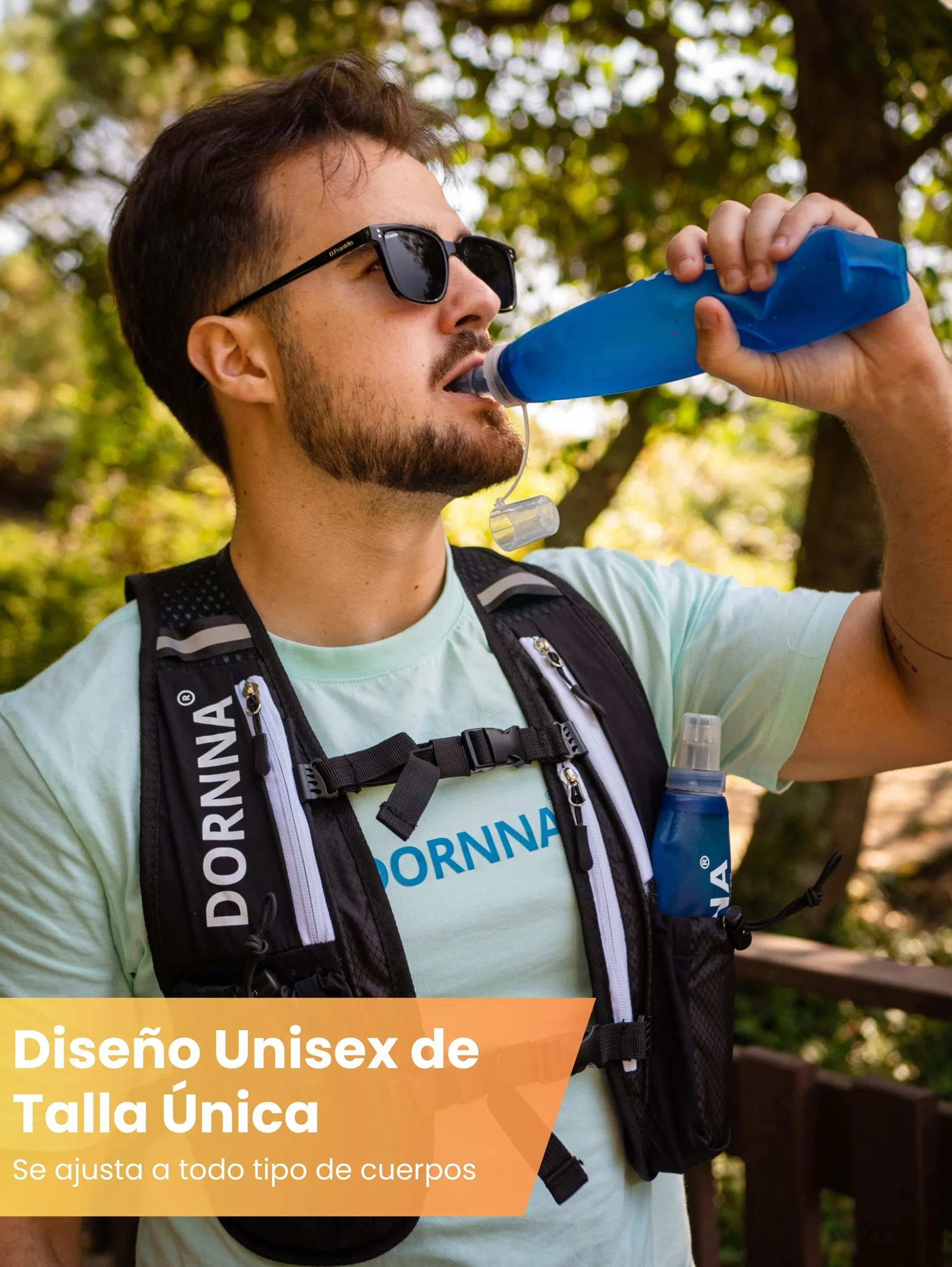 Ultra Terra V2 Chaleco Hidratación Trail Running Mochila Correr Hombre Mujer 2 Soft Flask 500ml Bolsillo Trasero 1.5L