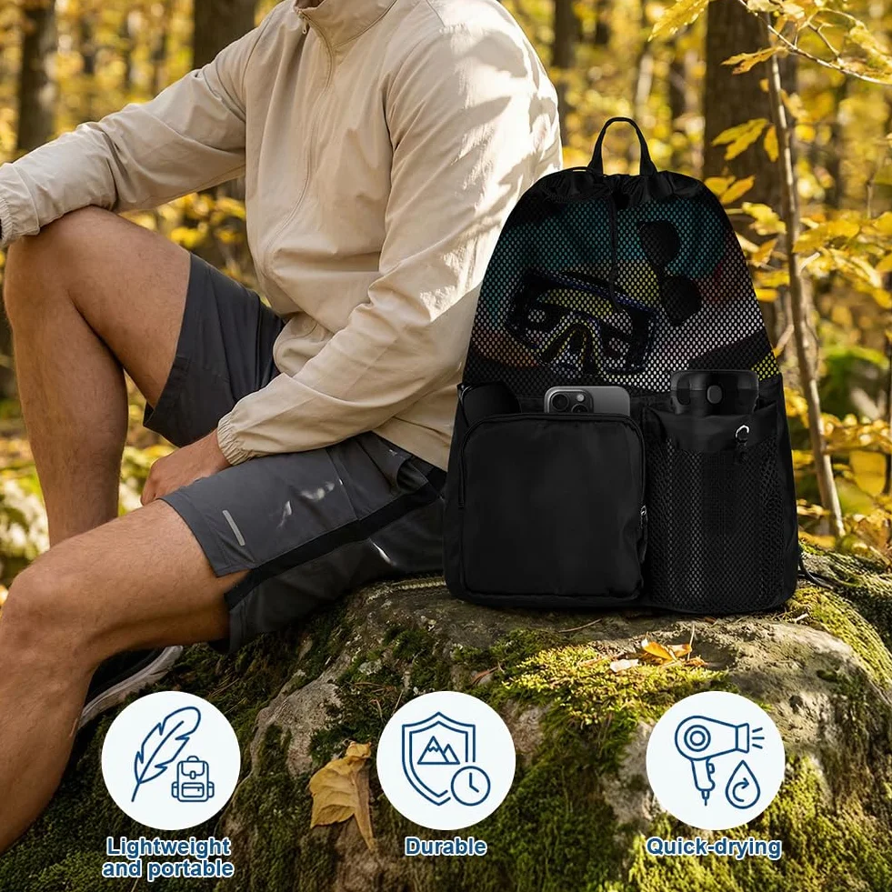 Mochilas de Cuerdas Impermeables para Playa y Natación con Bolsillo