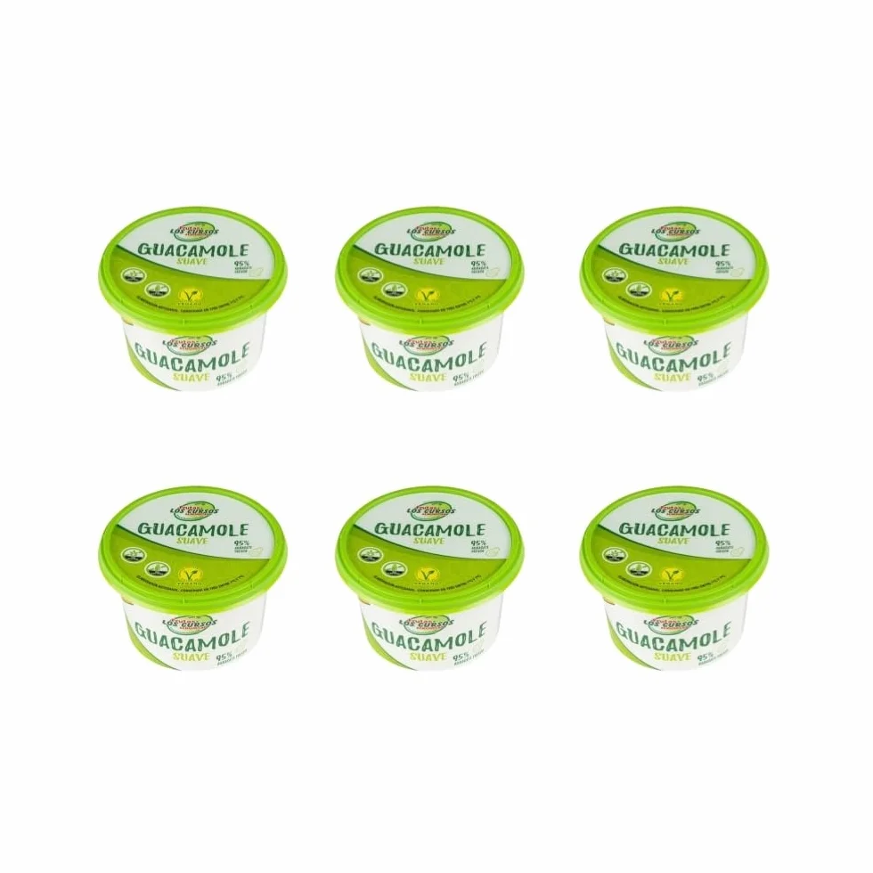Guacamole tradicional Suave. PACK - 6. Salsa de guacamole Estilo Casero. Elaborado con 05% de aguacate fresco. Ideal para dipear y acompañar.