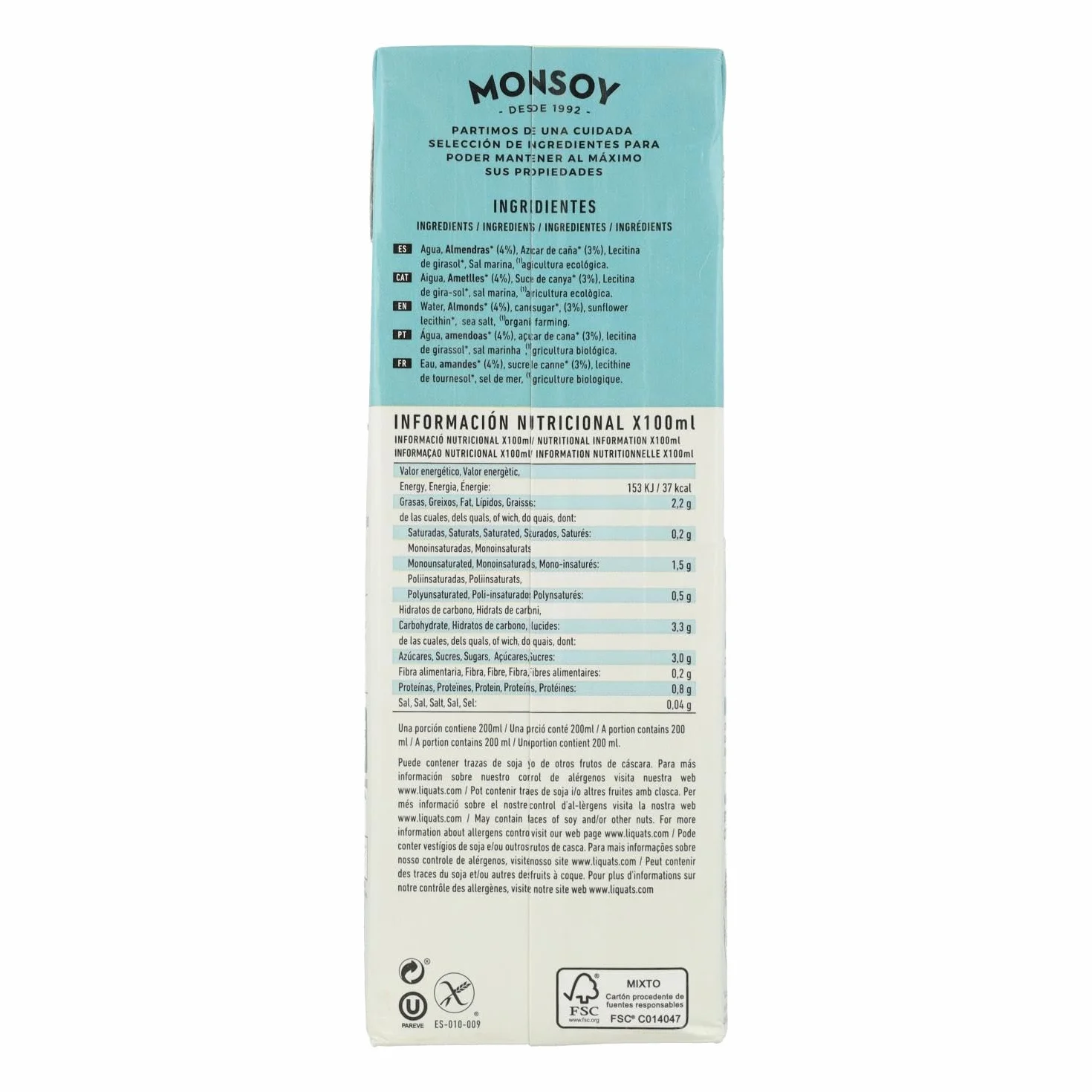 Leche Almendra 1LT Bio