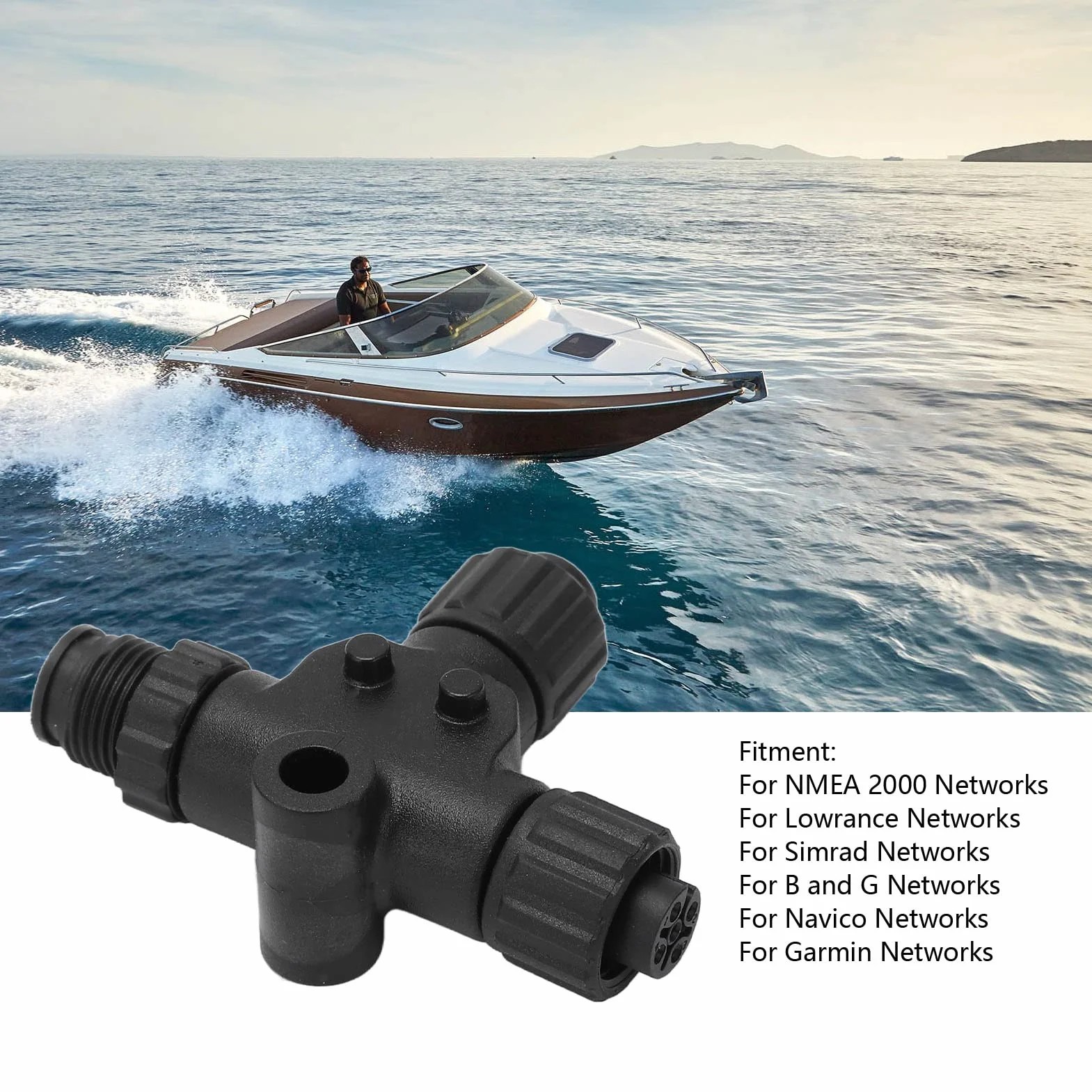 Conector T NMEA 2000 Adaptador Red Marina 3 Puertos 5 Pines M12 IP67 Impermeable Lowrance Simrad B&G Navico