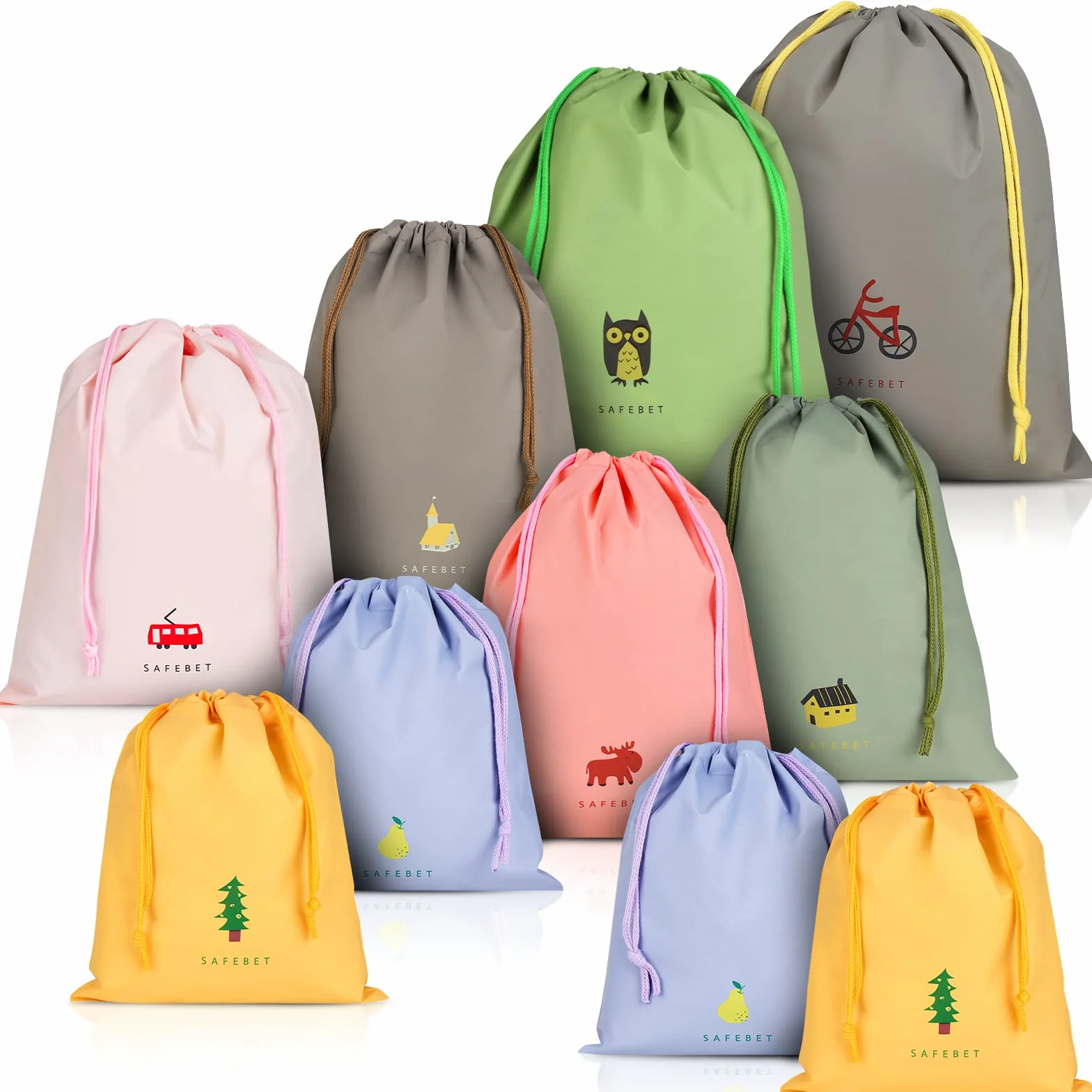 Annhao Bolsa Impermeable con Cordón, 10 Pcs Bolsas de Almacenamiento de Viaje para Ropa, Zapatos