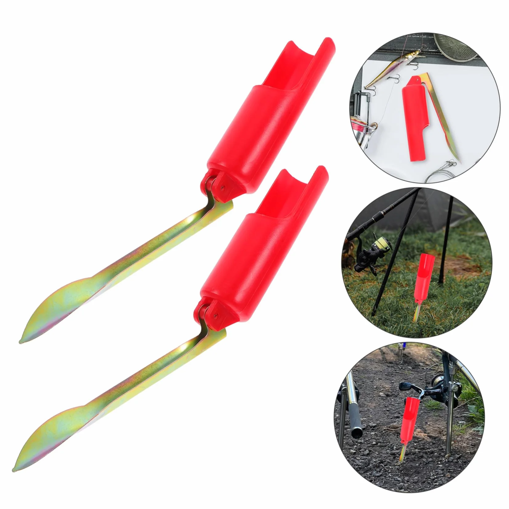 Plegables para Caña de Pescar de 32 cm Plástico Metal, Compacto Pesca Hielo Orilla, Rojo