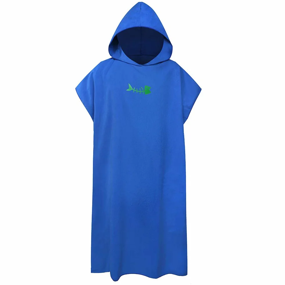 Surf Poncho Albornoz Cambiar con Capucha Toalla Túnica Microfibra Secado Rápido Absorbente Baño 110x80cm Azul Marino