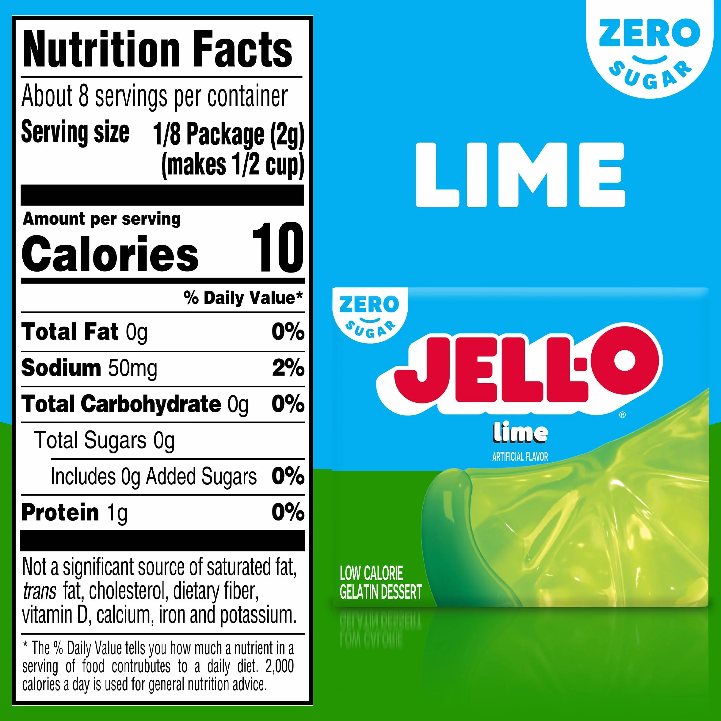 Jell-o Jalea americana de gelatina con sabor a lima sin azúcar más grande de 17 g