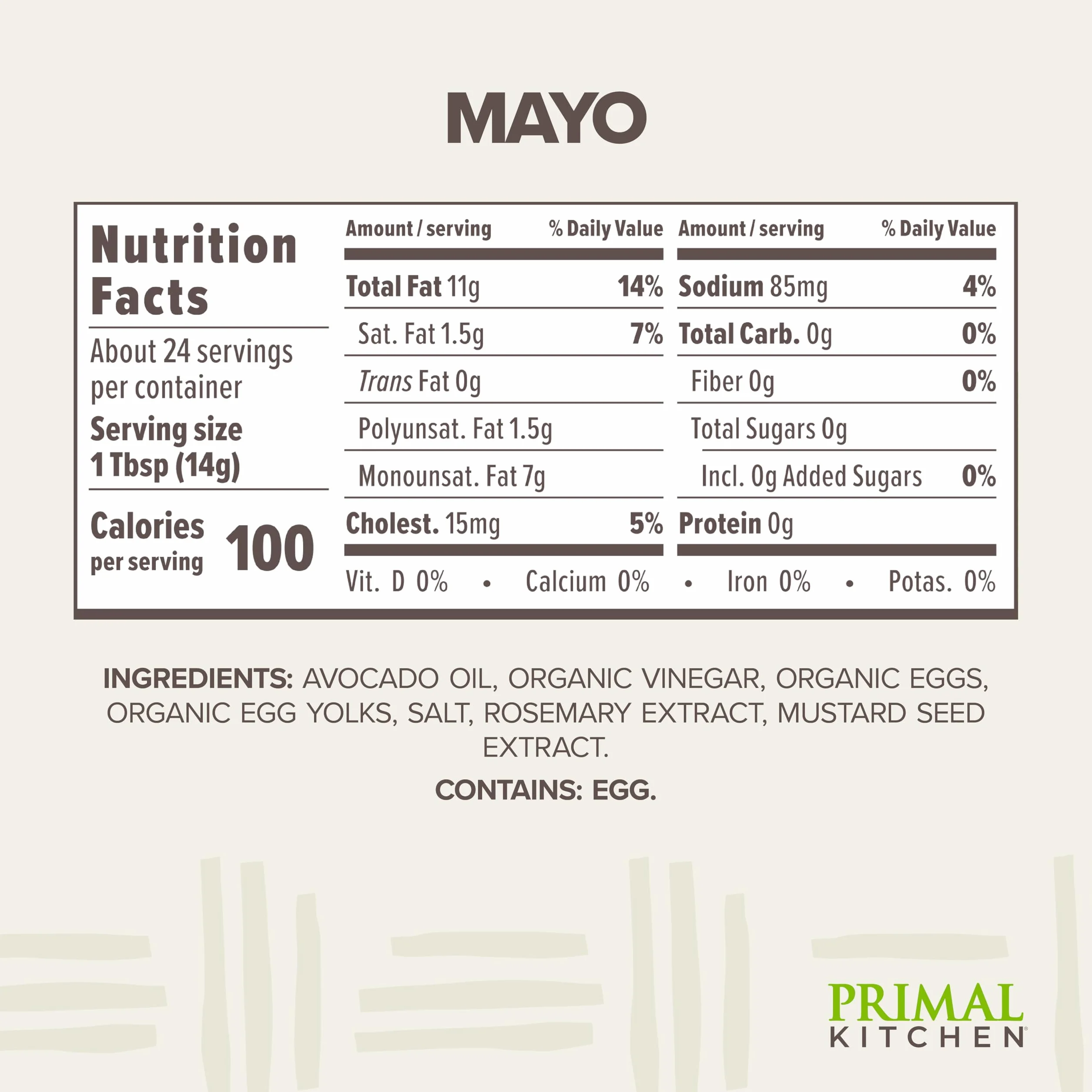Primal Kitchen - Mayo hecho con aceite del aguacate - 12 oz.
