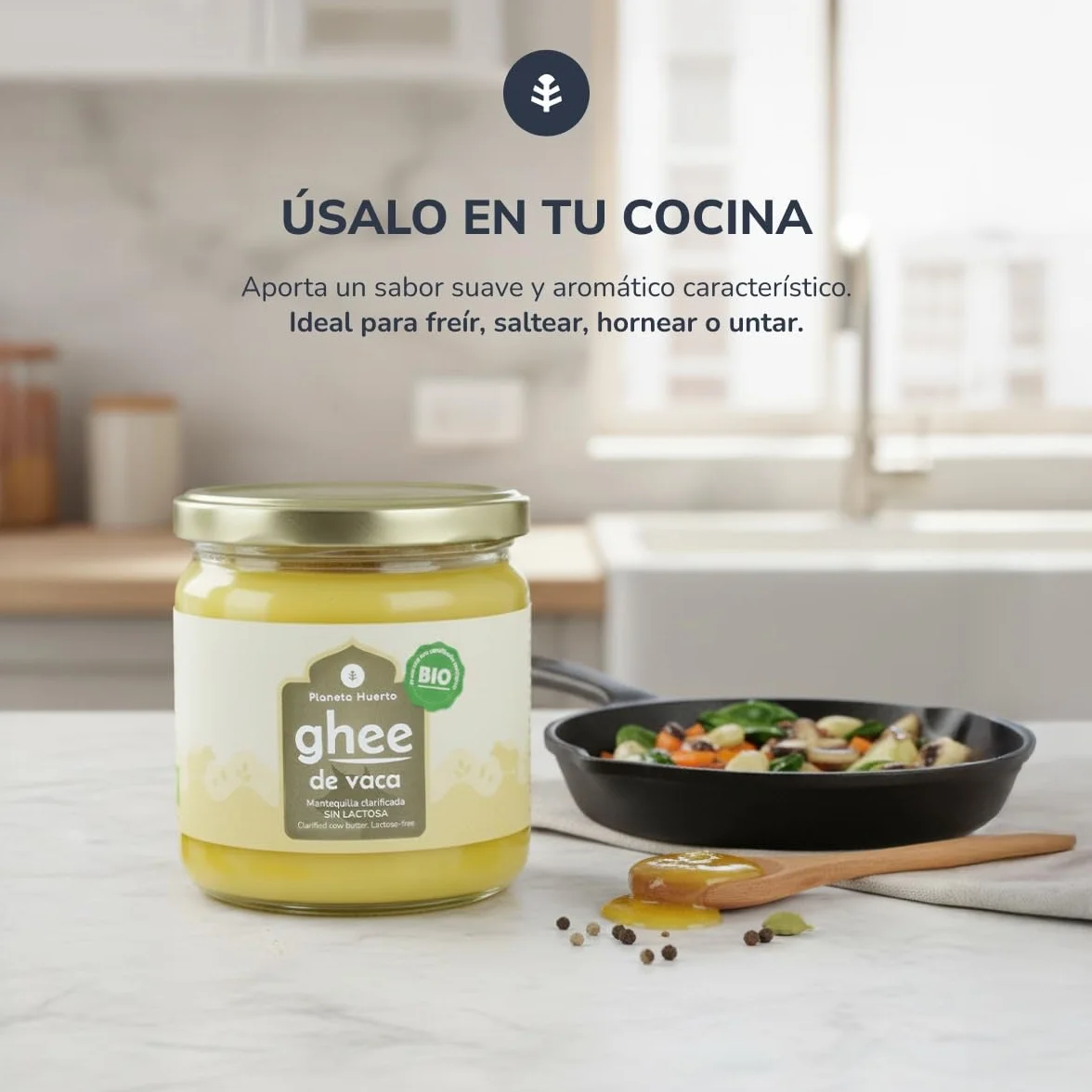 PLANETA HUERTO | Pack 6x Ghee mantequilla clarificada 500 g – Mantequilla Clarificada BIO Sin Lactosa ni Caseína, Ideal para Cocinar, Dieta Keto, Paleo y Ayurveda, Sabor Suave y Textura Cremosa
