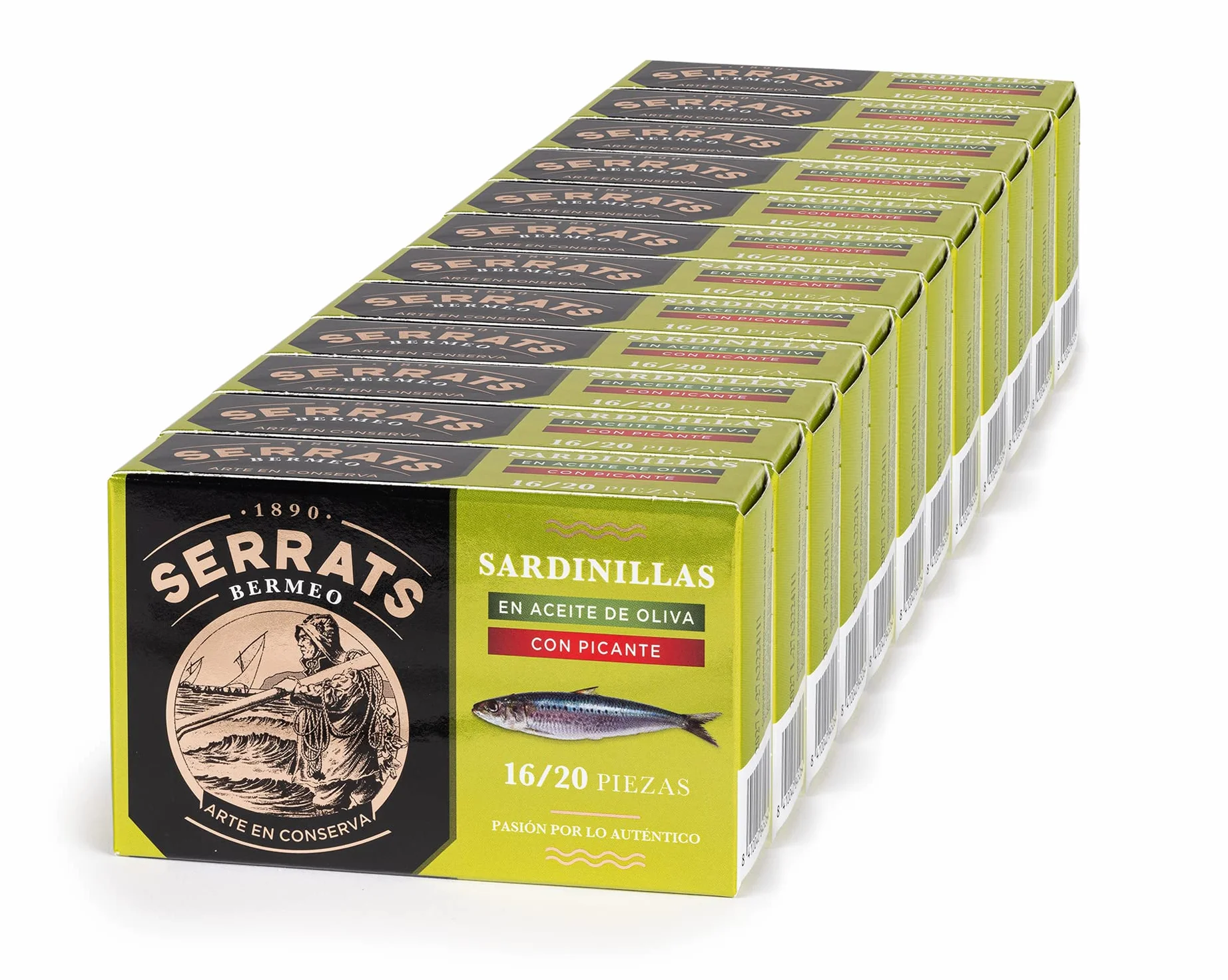CONSERVAS SERRATS Sardinillas Txikis en Aceite de Oliva Virgen Picante 12 Latas x 115g