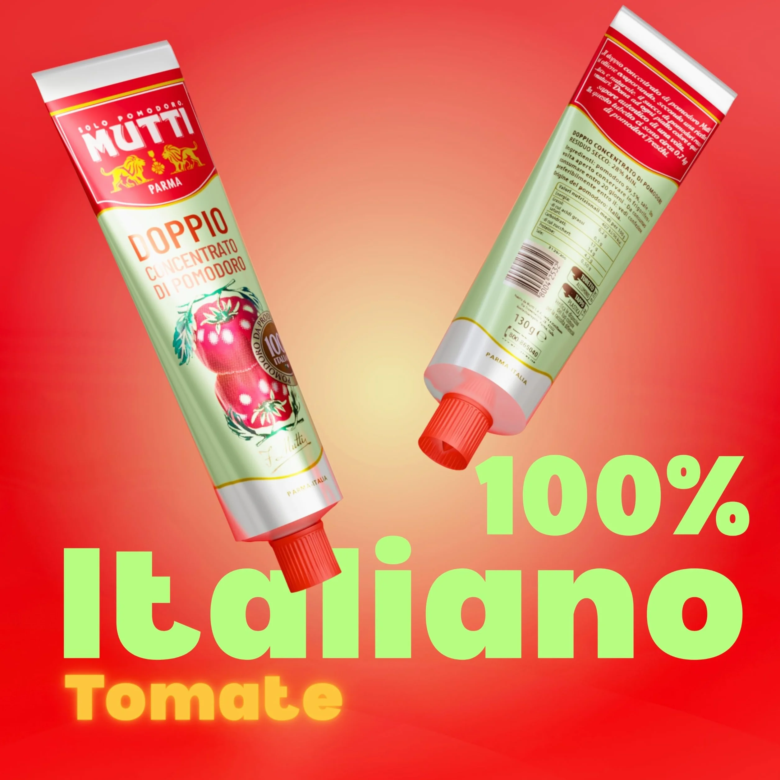 Mutti 130g - Doble Concentrado de Tomate - Importado de Italia (Pack de 4)