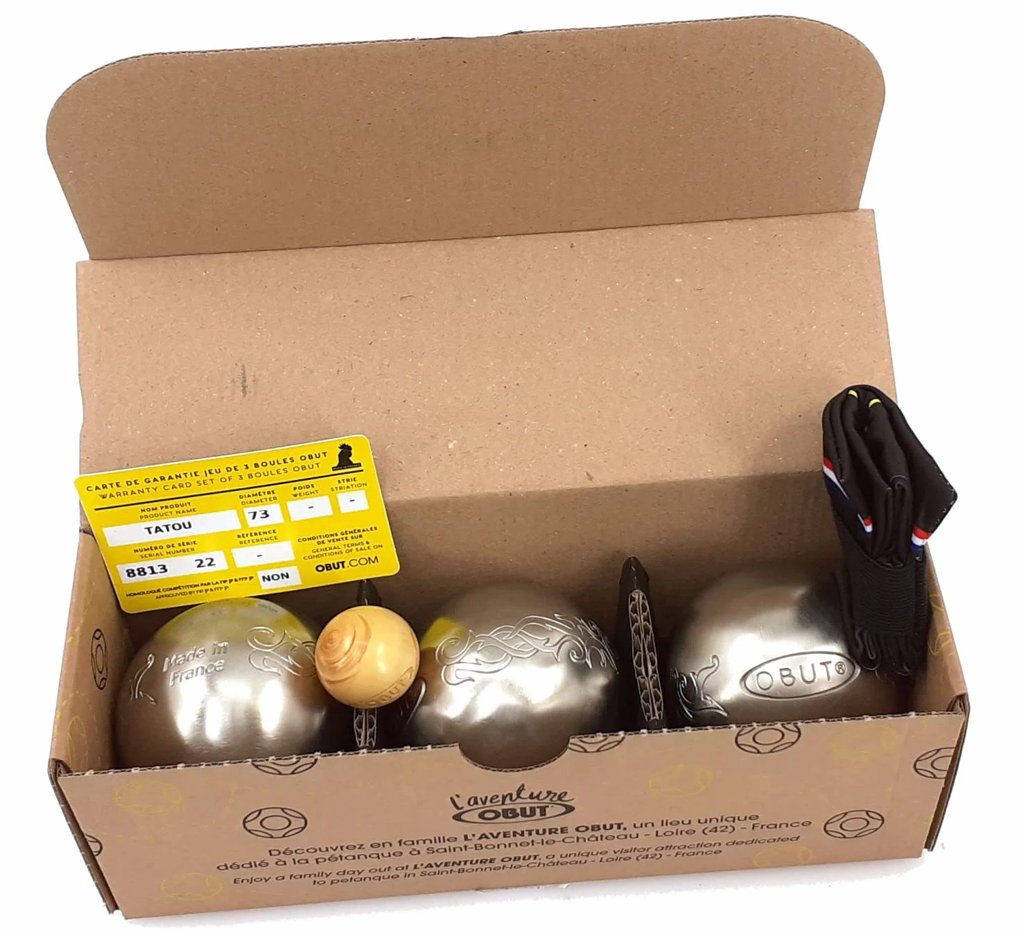 Obut INOX Tatou Set of 3 Petanque Boules Stainless Steel