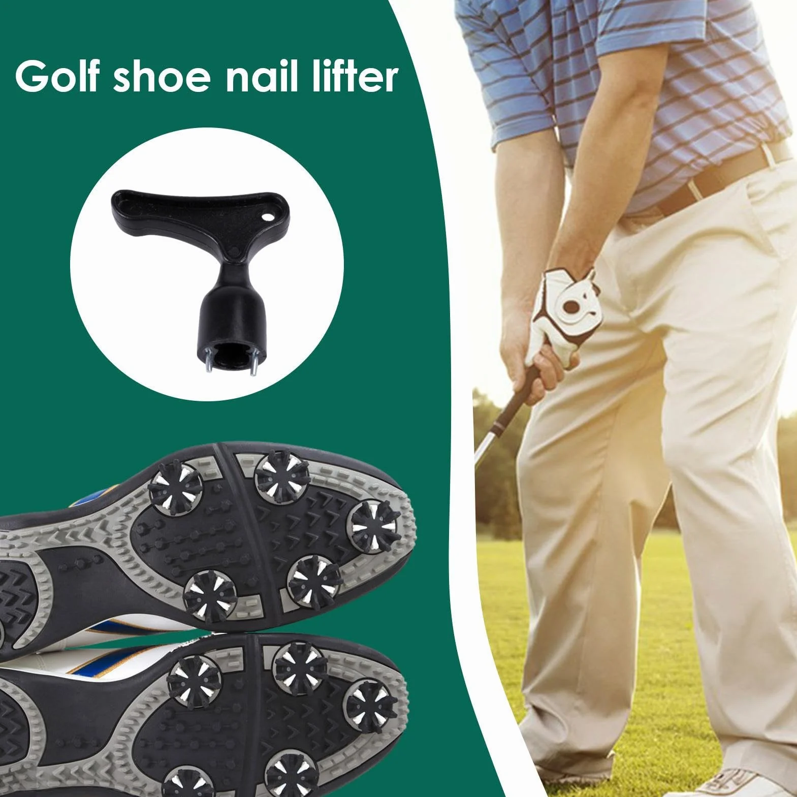 Herramienta de limpieza de puntas de golf 2.36x2.55 pulgadas, removedor universal de llave de tacos